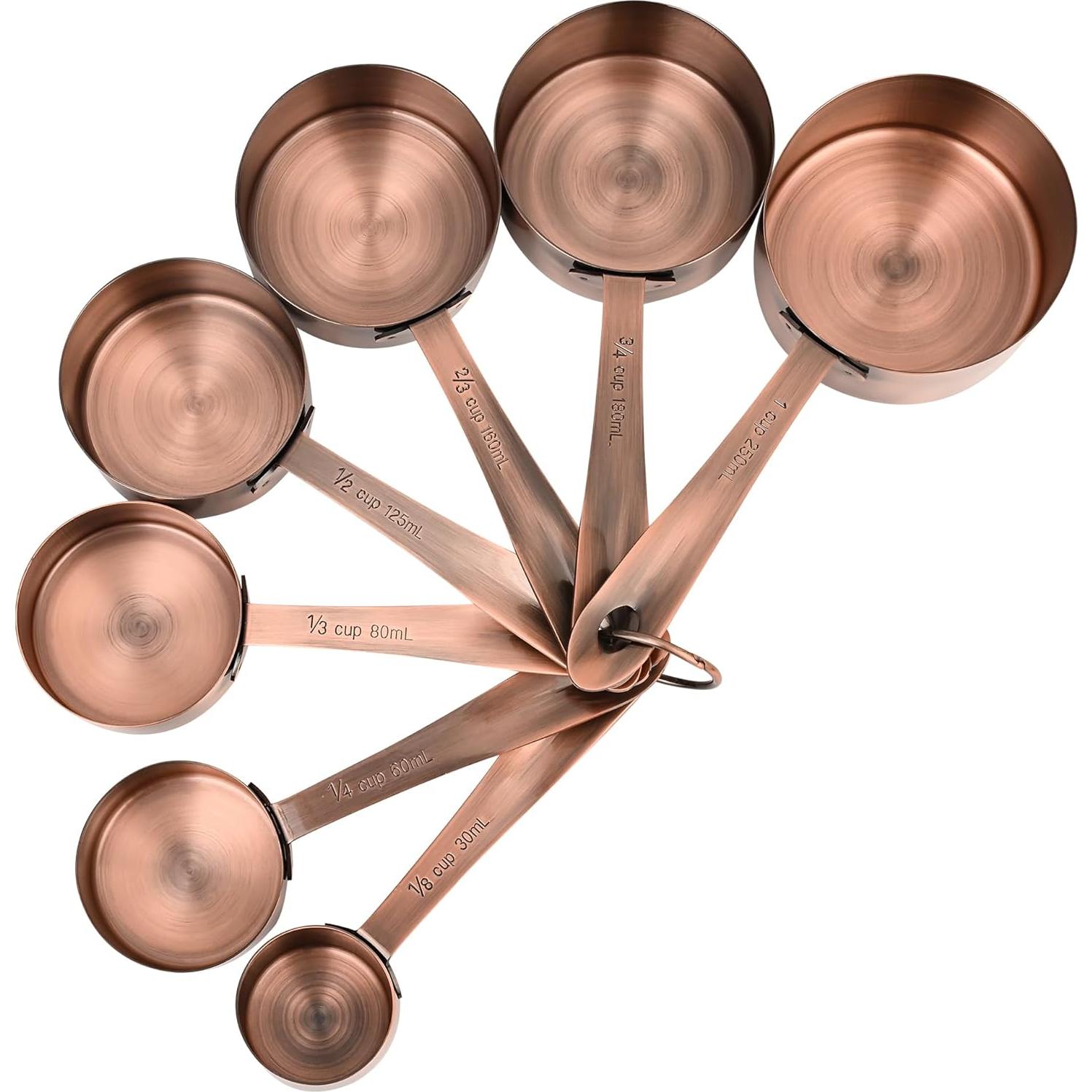 Juego de Tazas y Cucharas Medidoras Kalsreui 17 Piezas Cobre