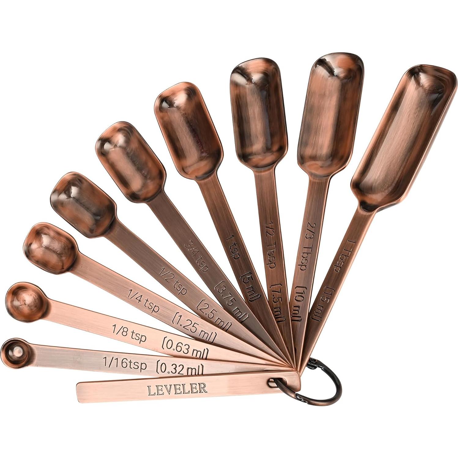 Juego de Tazas y Cucharas Medidoras Kalsreui 17 Piezas Cobre