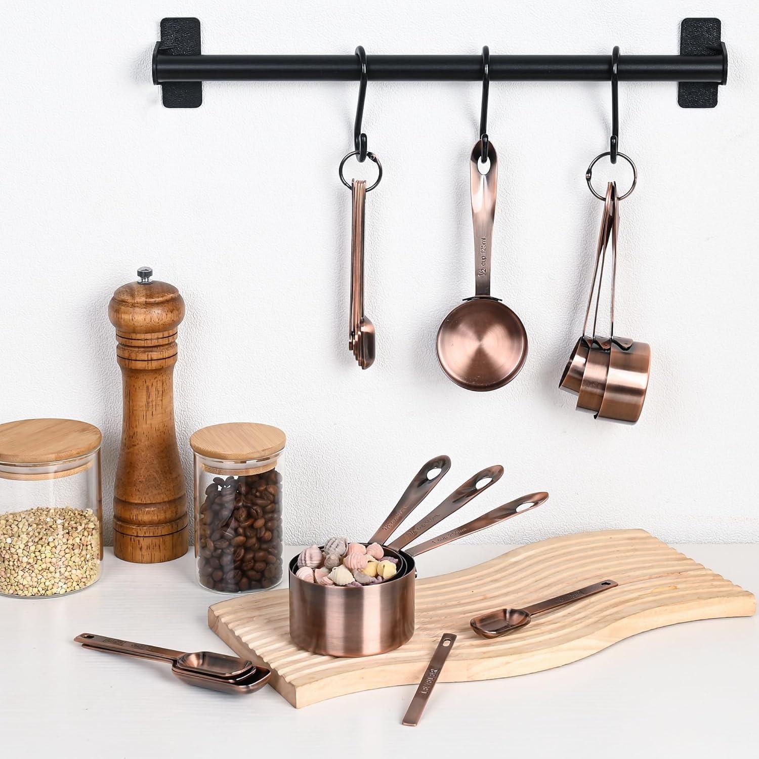 Juego de Tazas y Cucharas Medidoras Kalsreui 17 Piezas Cobre