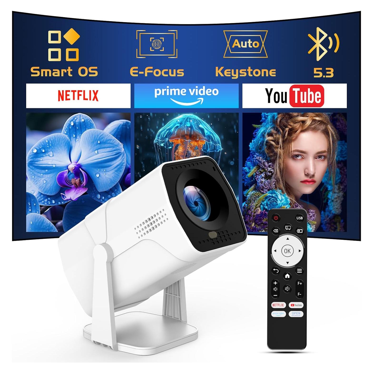 Proyector TMY 1080P WiFi Bluetooth con Netflix y enfoque eléctrico