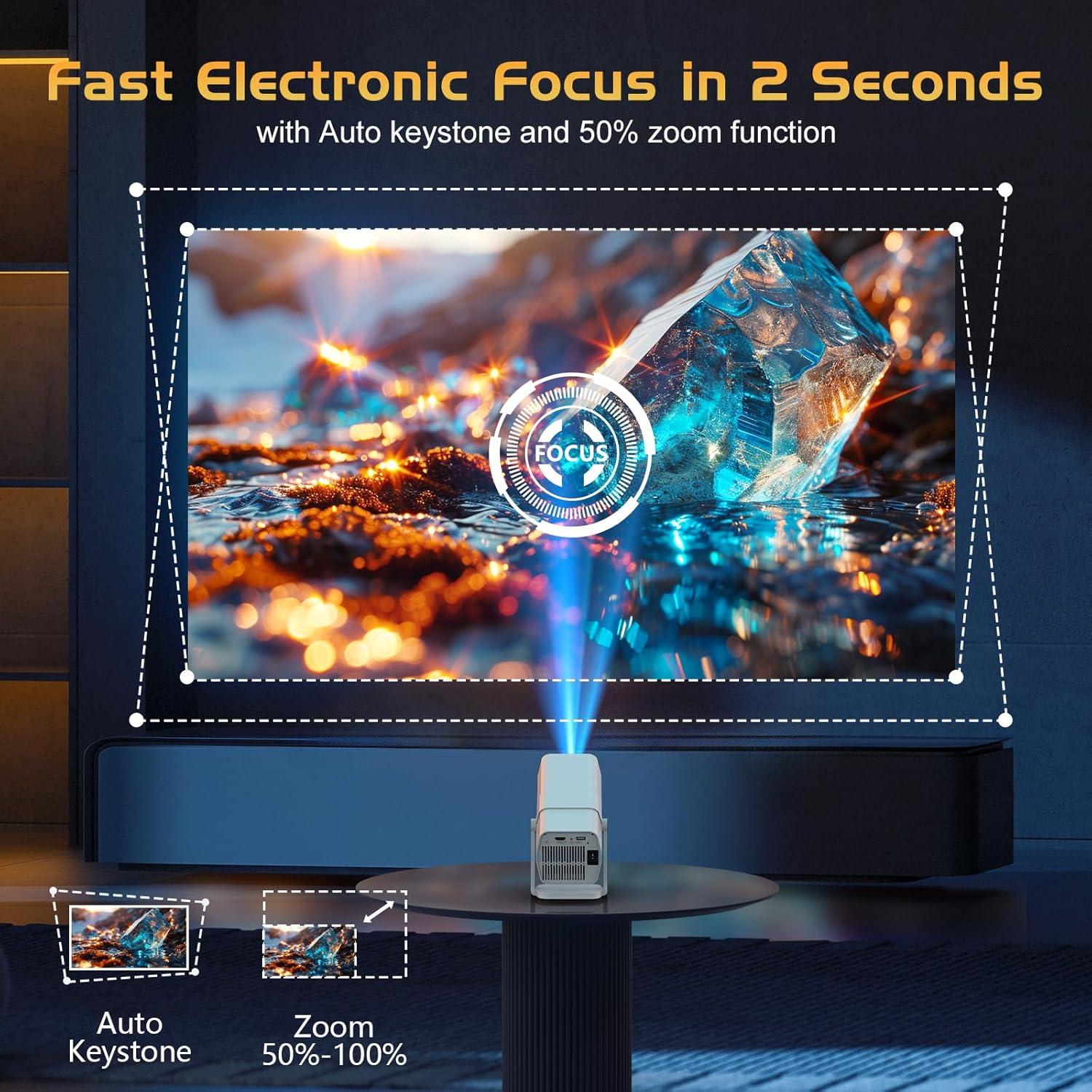 Proyector TMY 1080P WiFi Bluetooth con Netflix y enfoque eléctrico