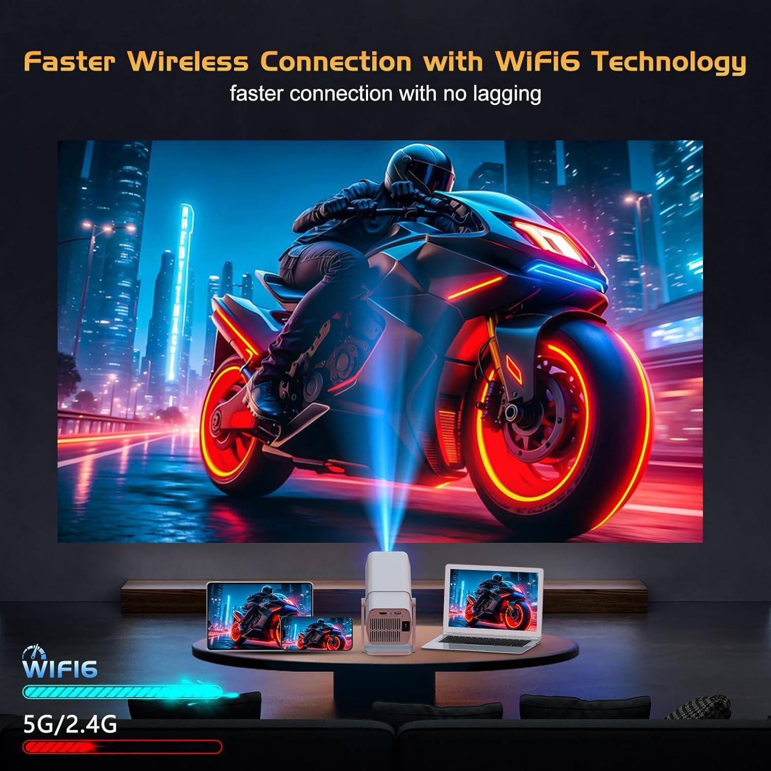 Proyector TMY 1080P WiFi Bluetooth con Netflix y enfoque eléctrico