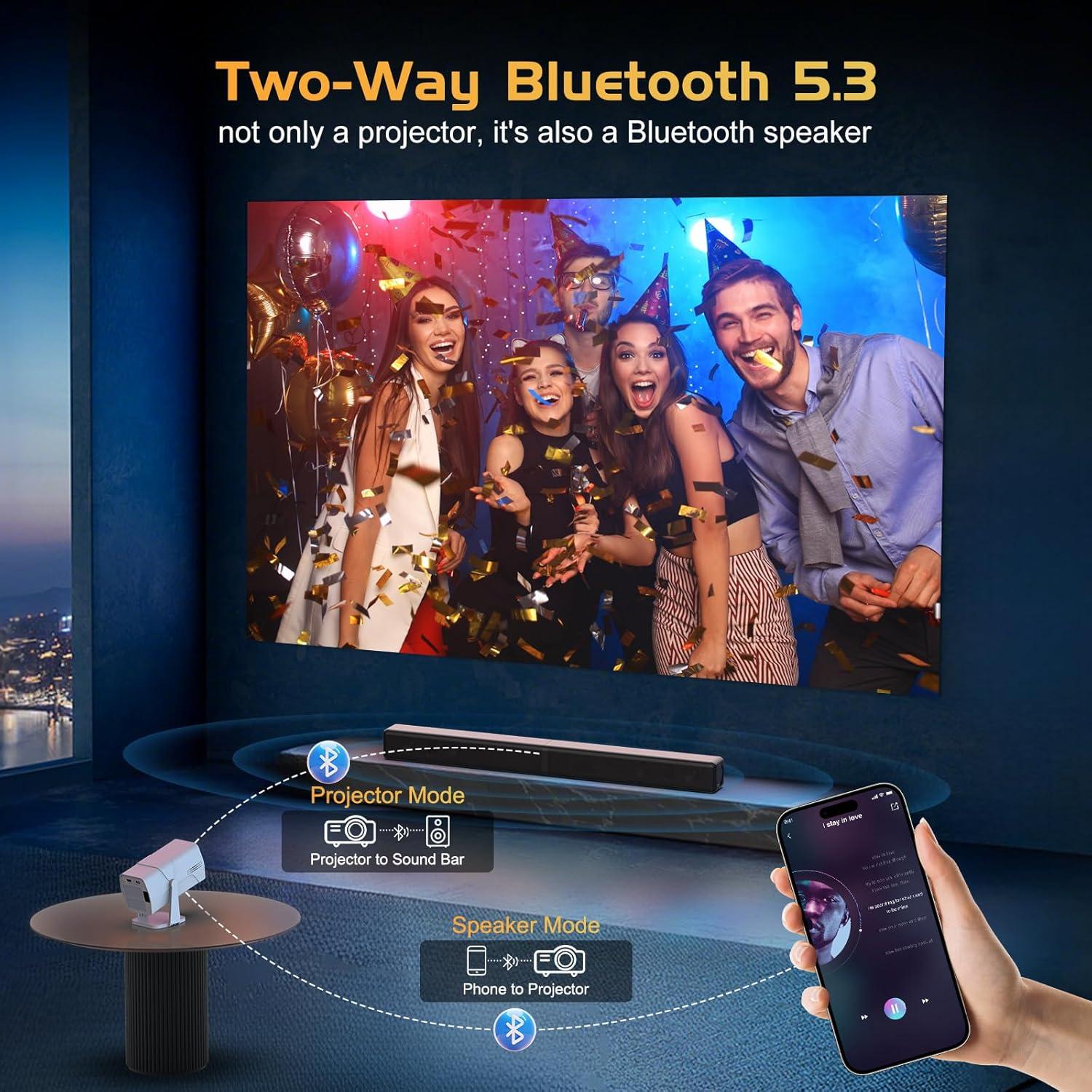 Proyector TMY 1080P WiFi Bluetooth con Netflix y enfoque eléctrico