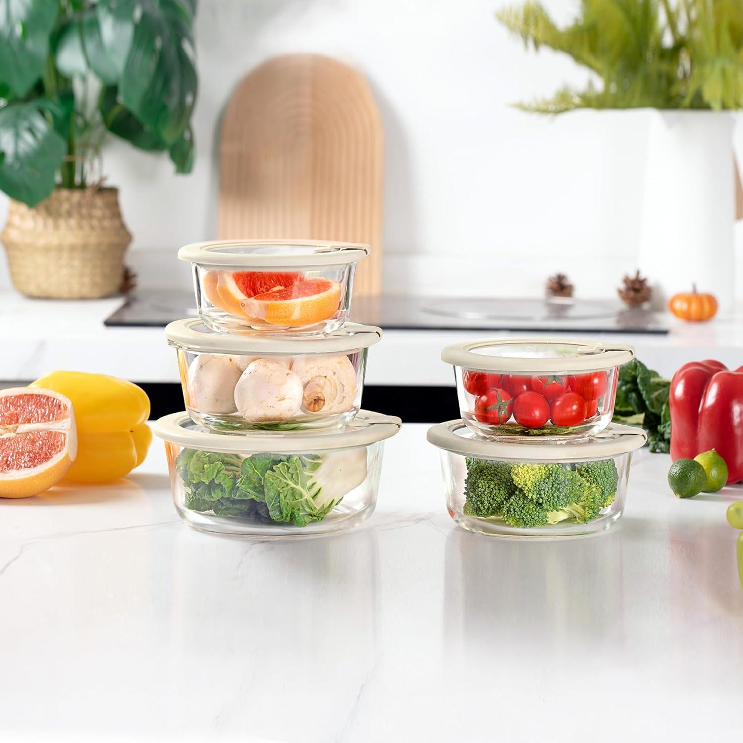 Juego de 5 Contenedores de Vidrio Urban Green 100% Libre de Plástico