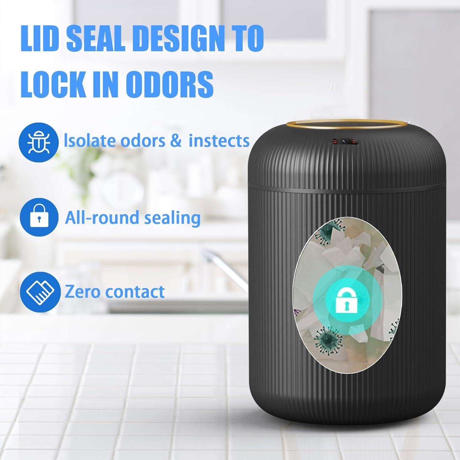 Papelera Automática URALFA 11L con Sensor de Movimiento Negra