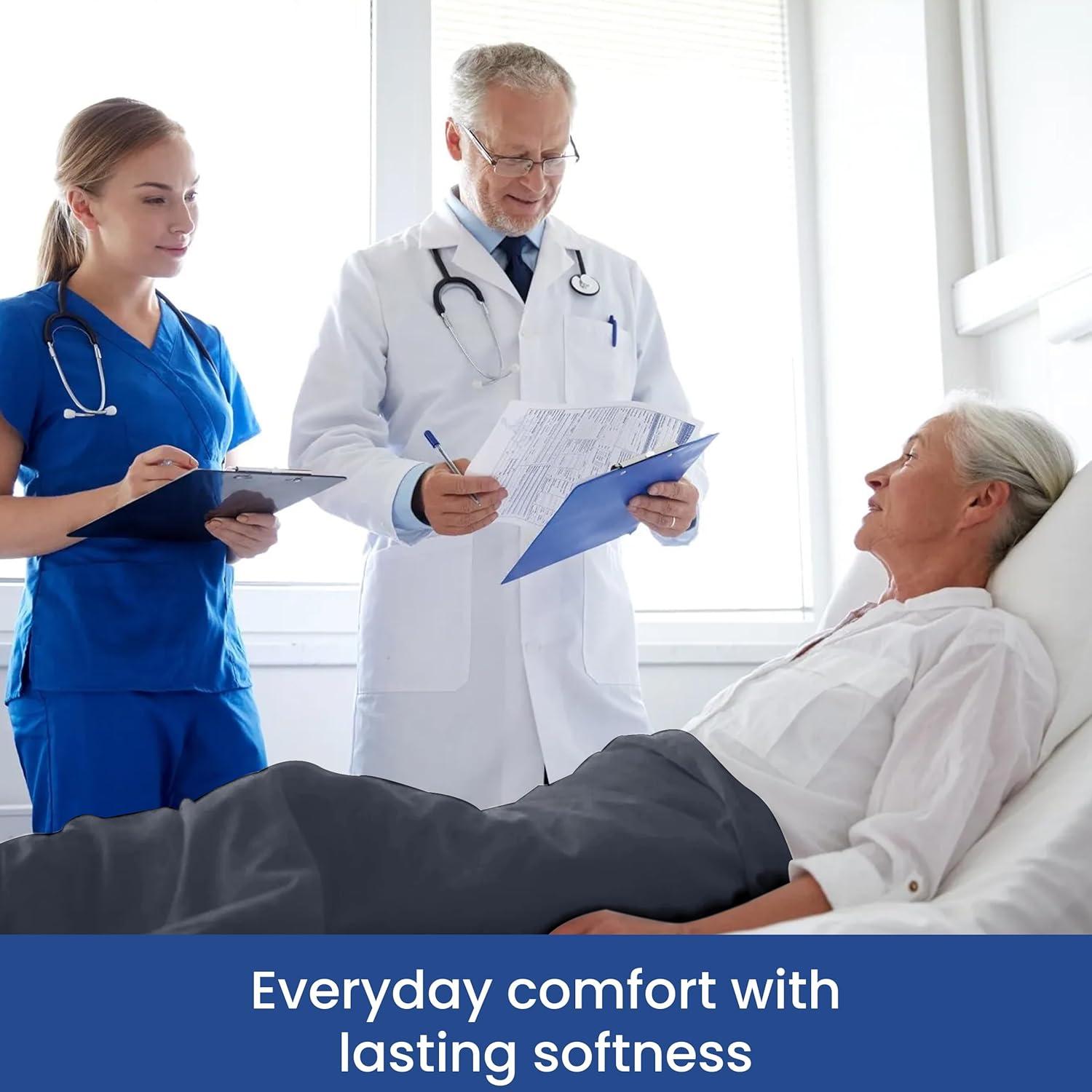 Linteum Textile Supply 100% Cotton Hospital Patient Bath Blanket, Bed Bath Sheet, Twin Blanket Lightweight Sheet Blankets 70x90 in, 1.75 lb. Charcoal