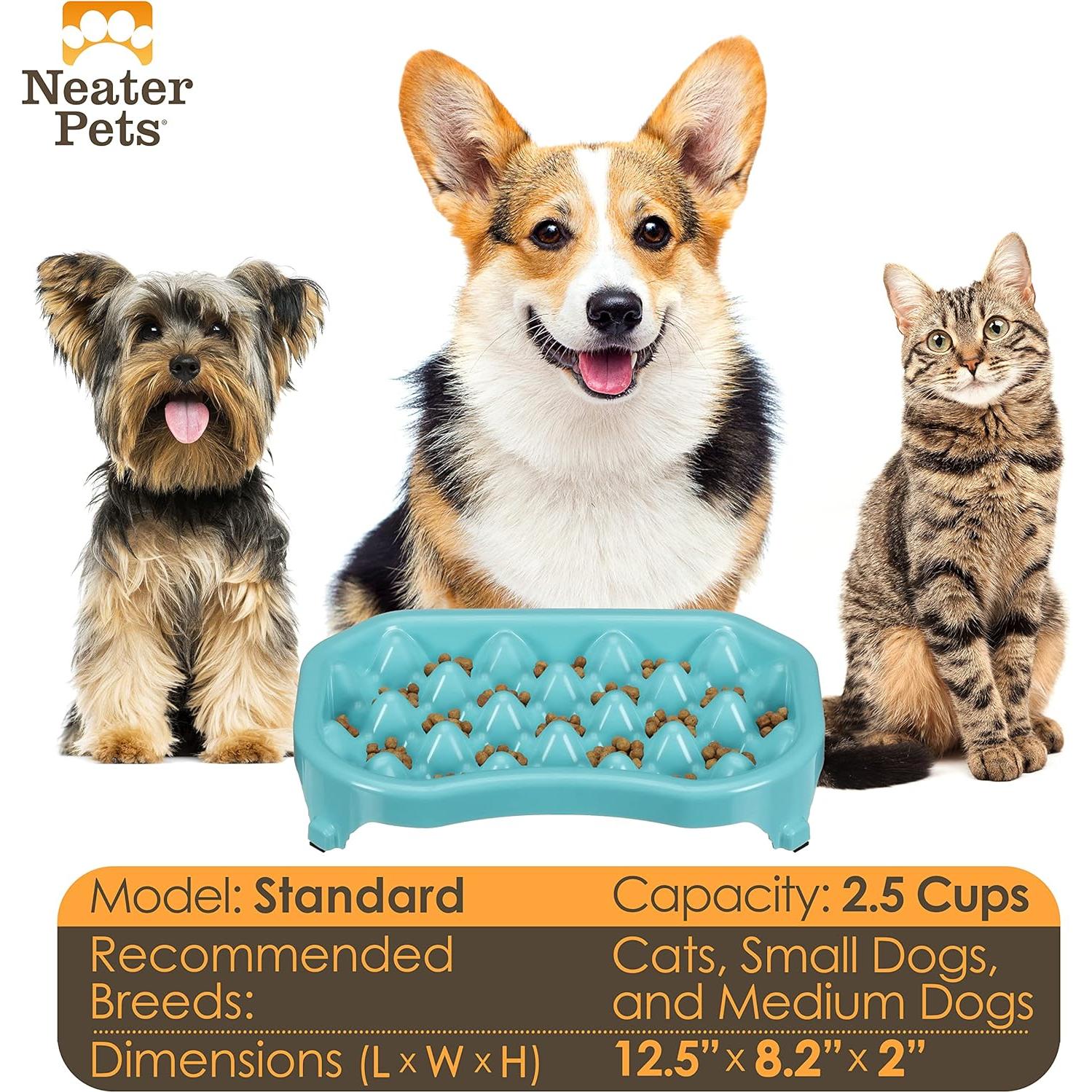 Cuenco Antideslizante Neater Slow Feeder 2.5 Tazas Aguamarina