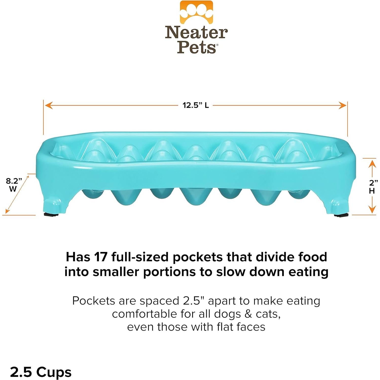 Cuenco Antideslizante Neater Slow Feeder 2.5 Tazas Aguamarina