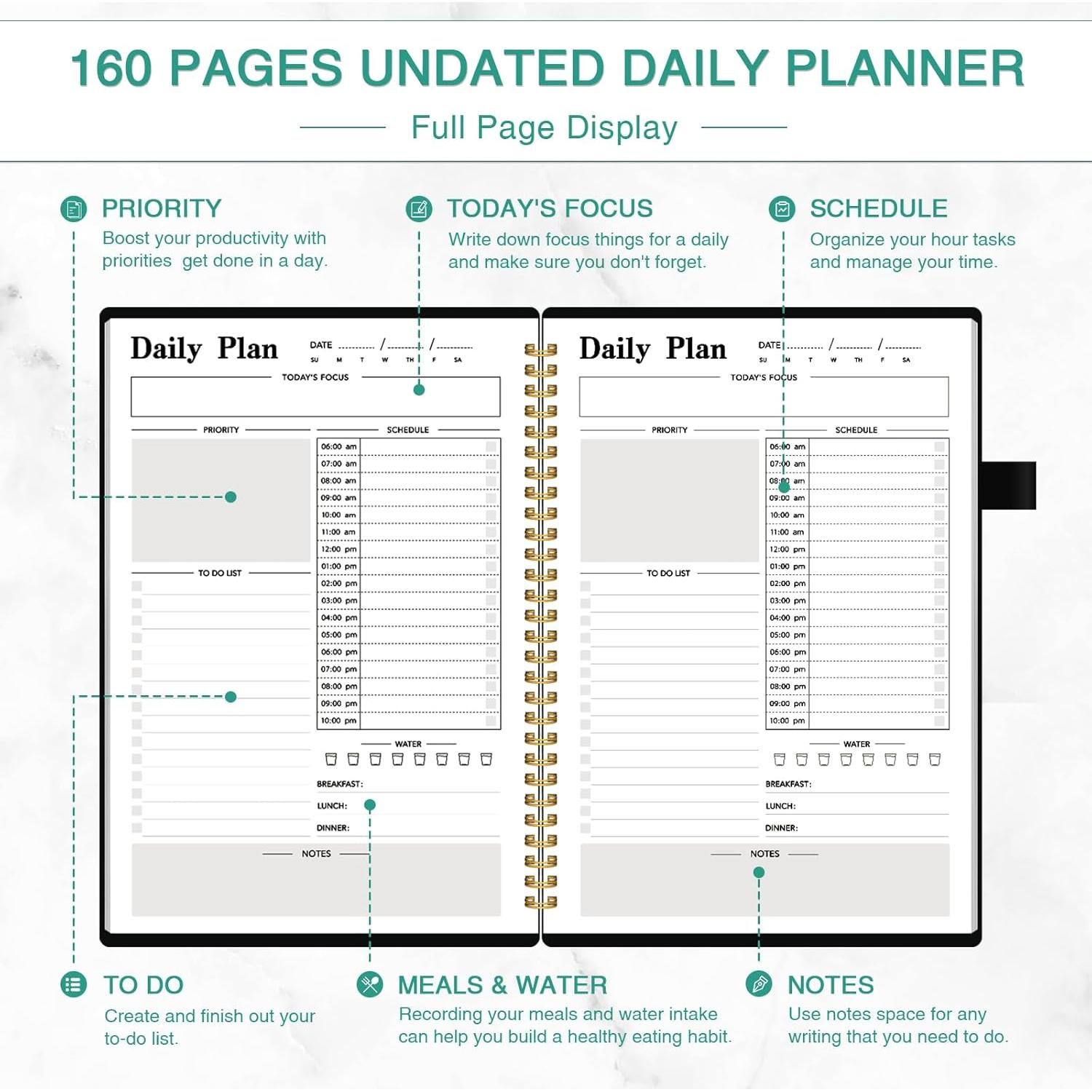 Planificador Diario Sin Fecha COLGRAM 160 Páginas 7x10"