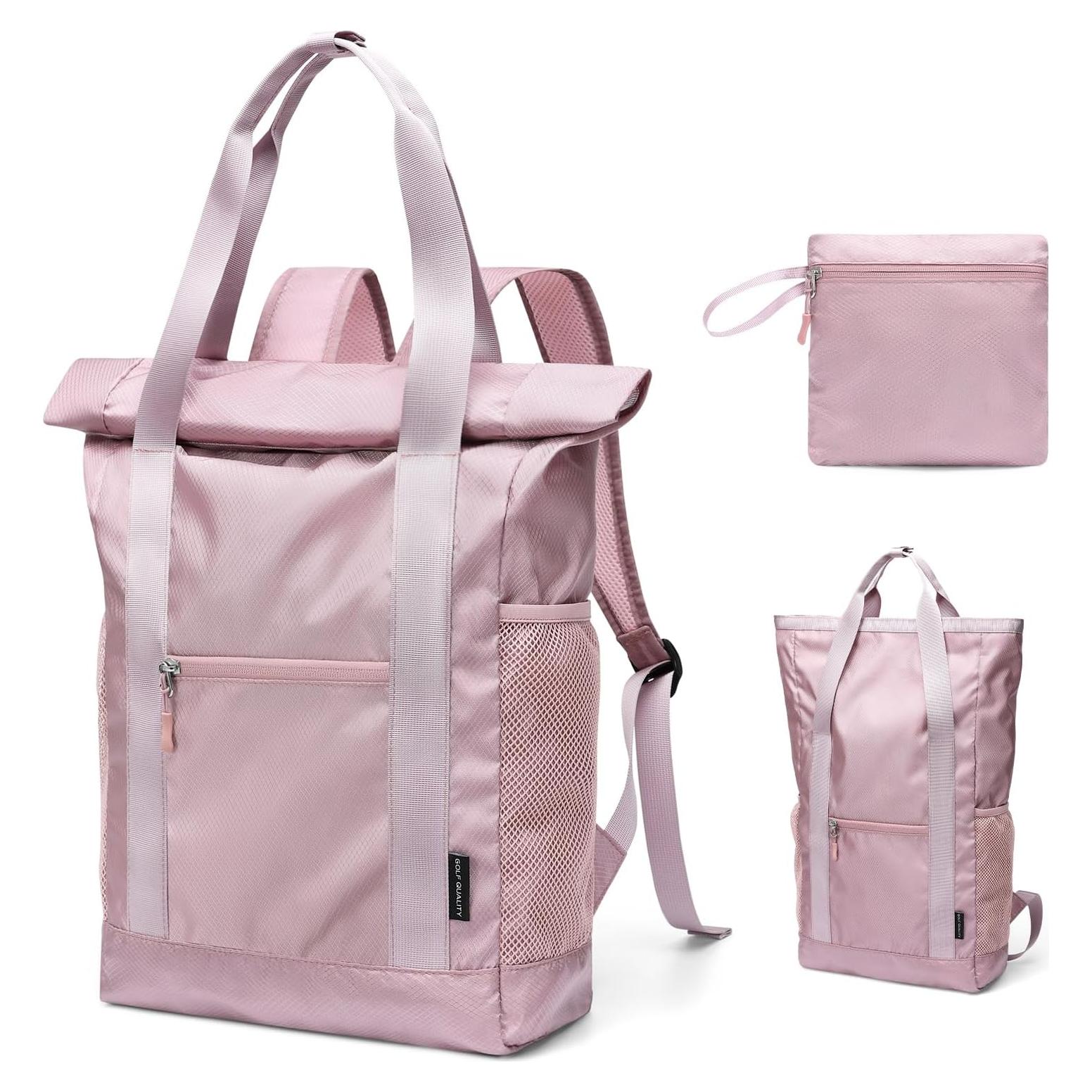 Mochila Tote Convertible Plegable GOLF Nylon Rosa 21.9L
