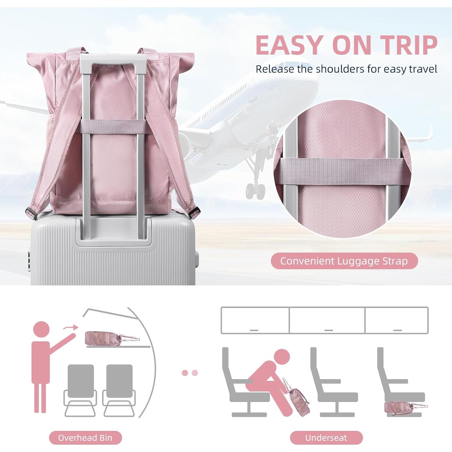 Mochila Tote Convertible Plegable GOLF Nylon Rosa 21.9L