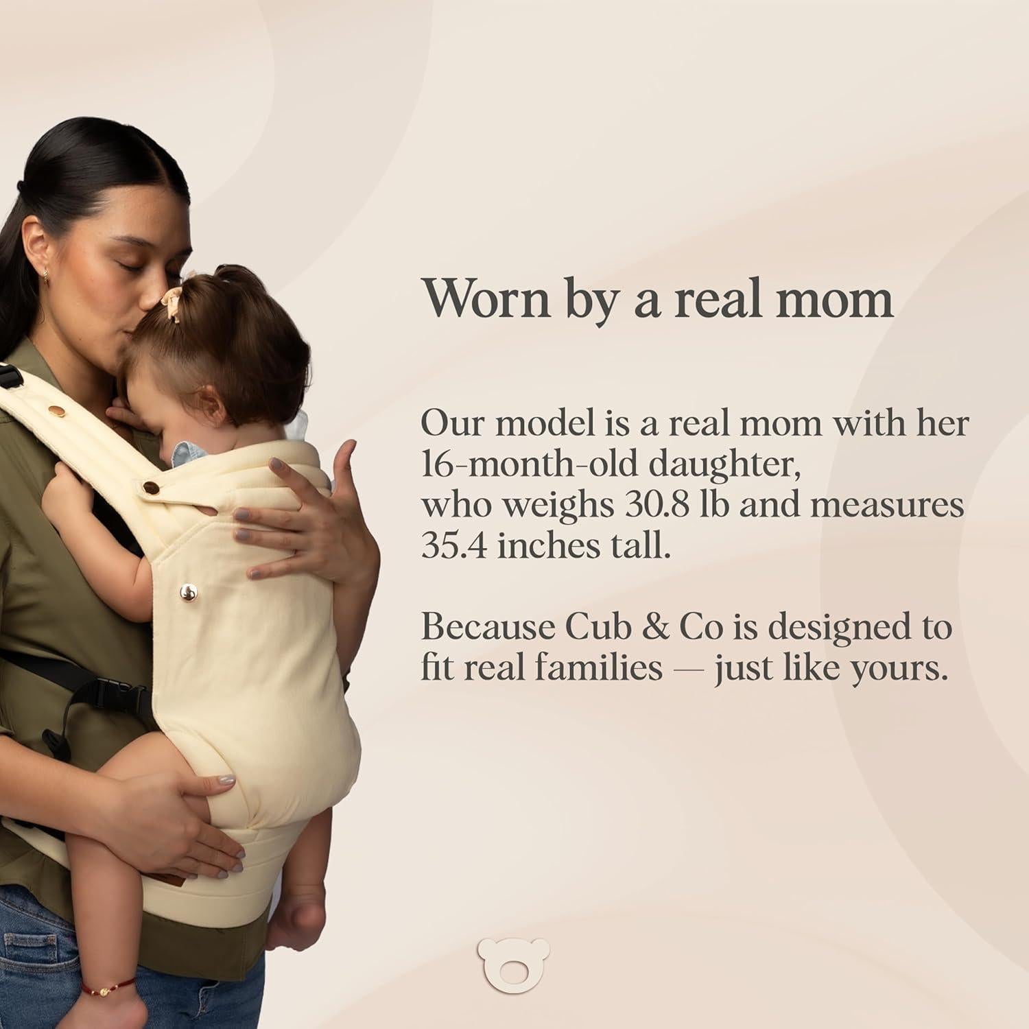 Portabebés Ergonómico Cub & Co 4-en-1 Ajustable Beige