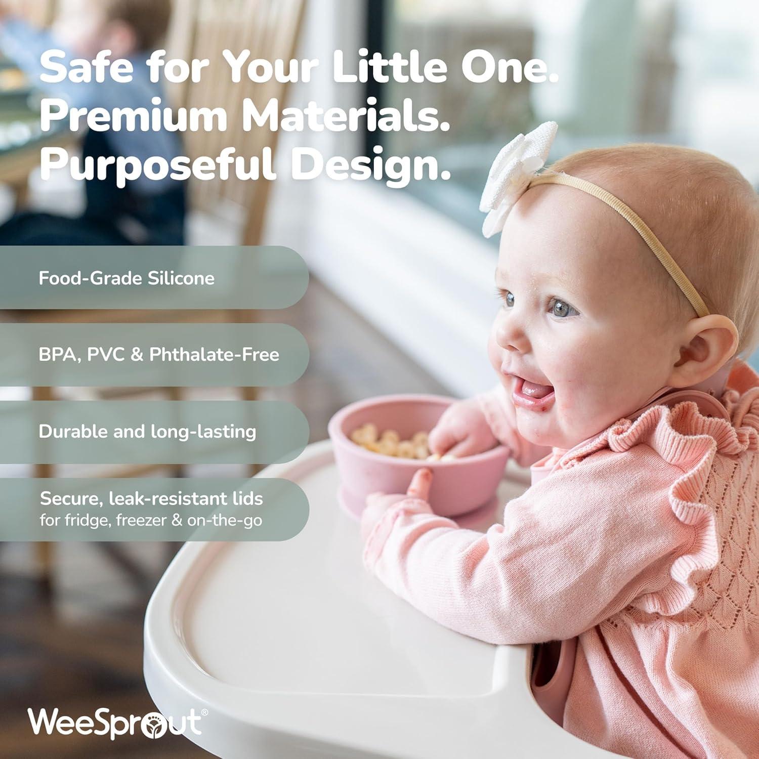 Cuencos de Succión WeeSprout para Bebés - Silicona 12 oz - Juego de 2