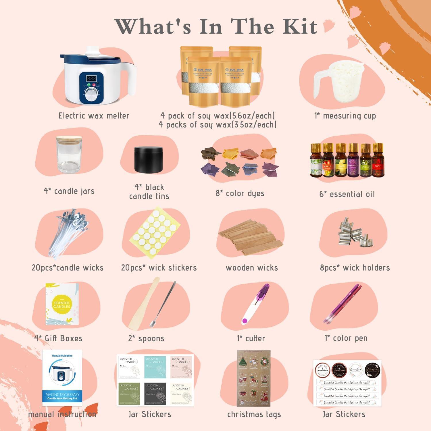 Kit para Hacer Velas KQU ZNJG-1.8 con Olla Digital 1kg