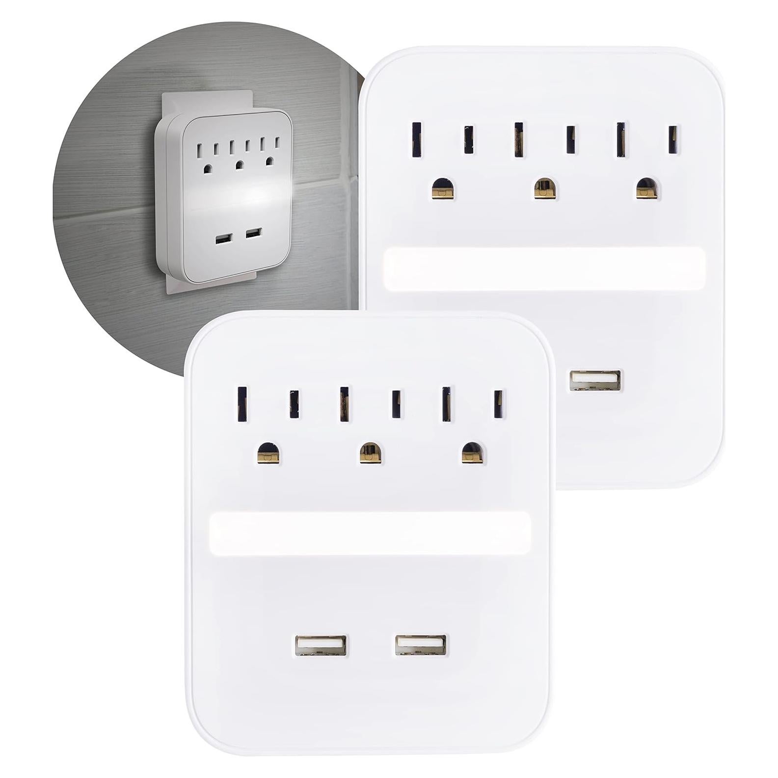 Protector Sobretensiones GE Pro con Luz Nocturna y 2 USB