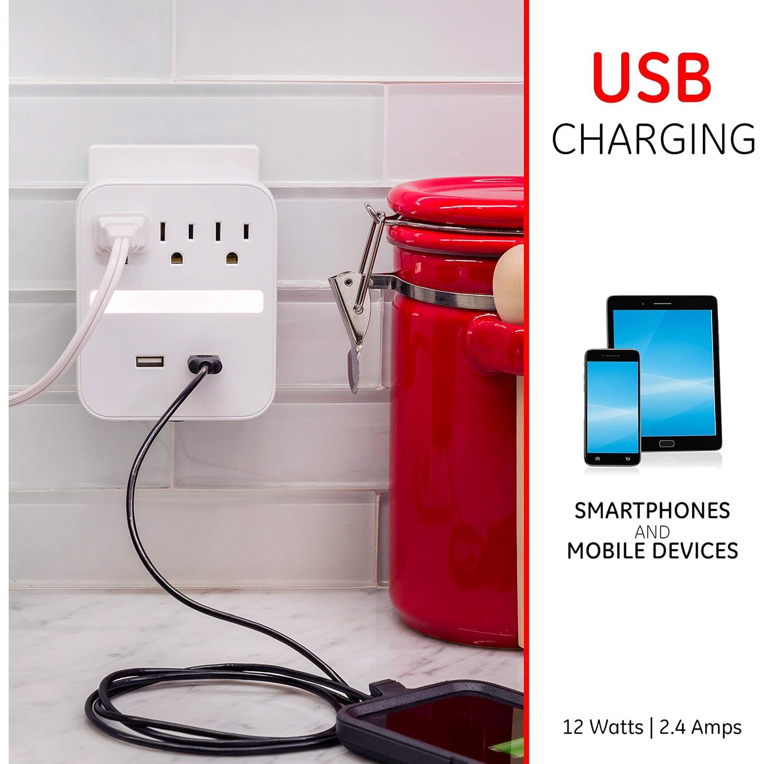 Protector Sobretensiones GE Pro con Luz Nocturna y 2 USB