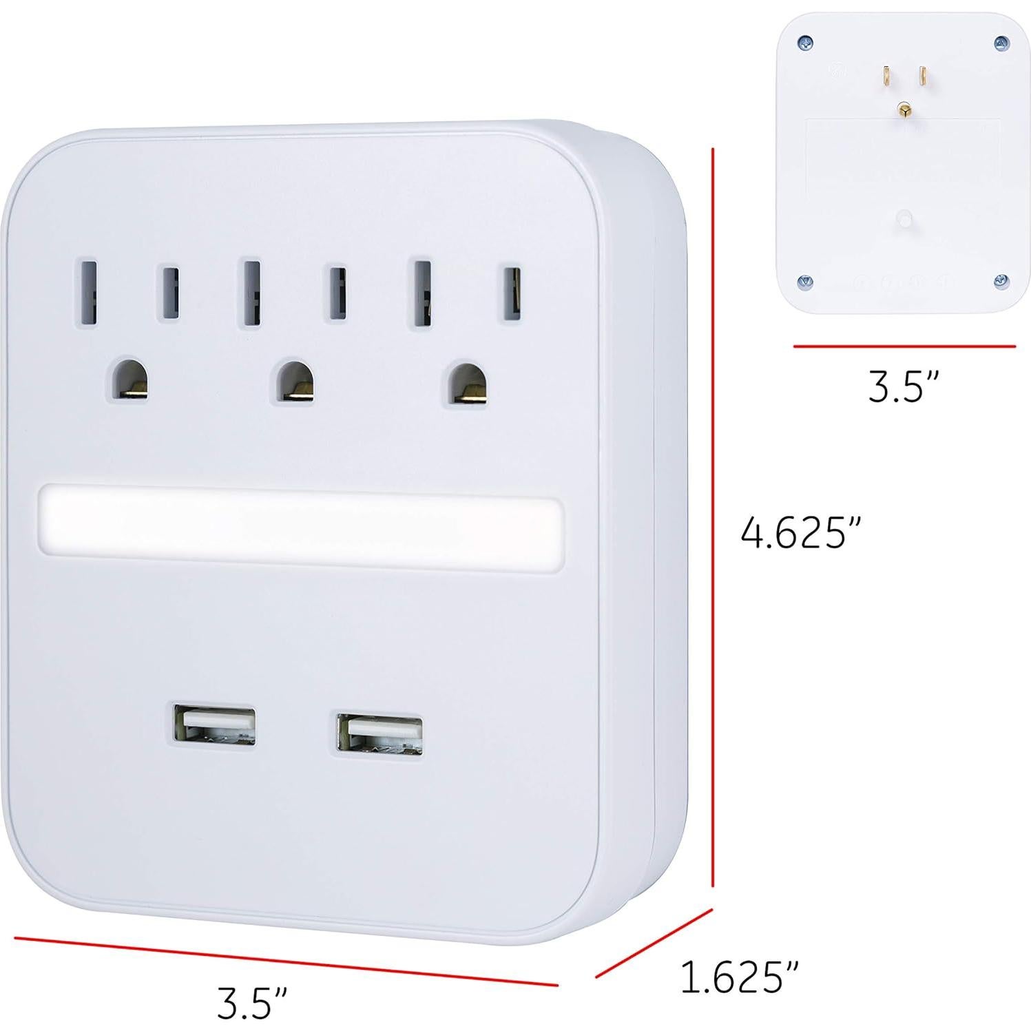Protector Sobretensiones GE Pro con Luz Nocturna y 2 USB