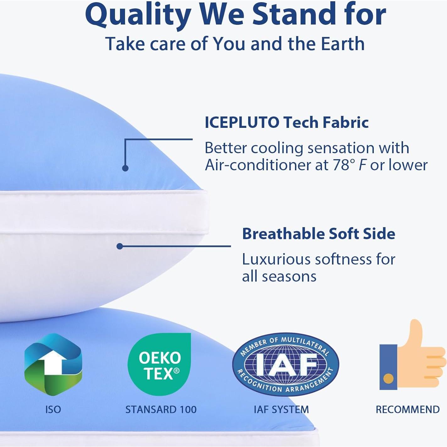 Juego de 4 almohadas MEELUS estándar azul helado 50.8x66 cm