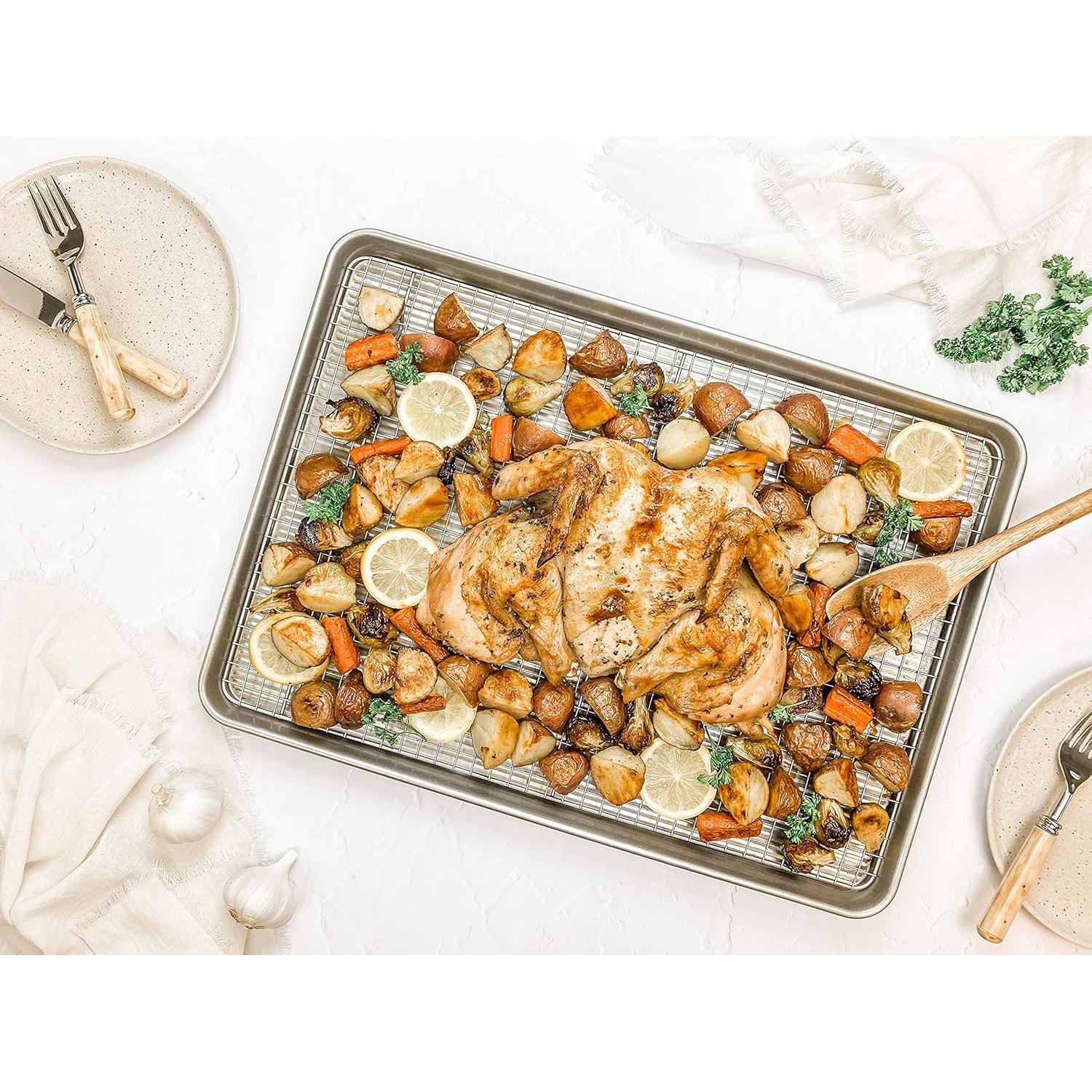 Bandeja para Hornear Extra Grande USA Pan 1607CR con Rejilla