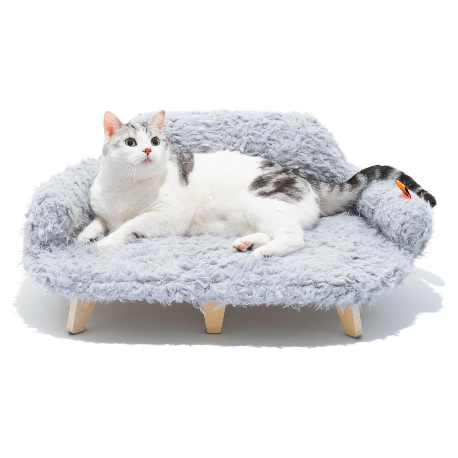 Cama para Gatos MEWOOFUN Elevada con Funda Lavable - Gris