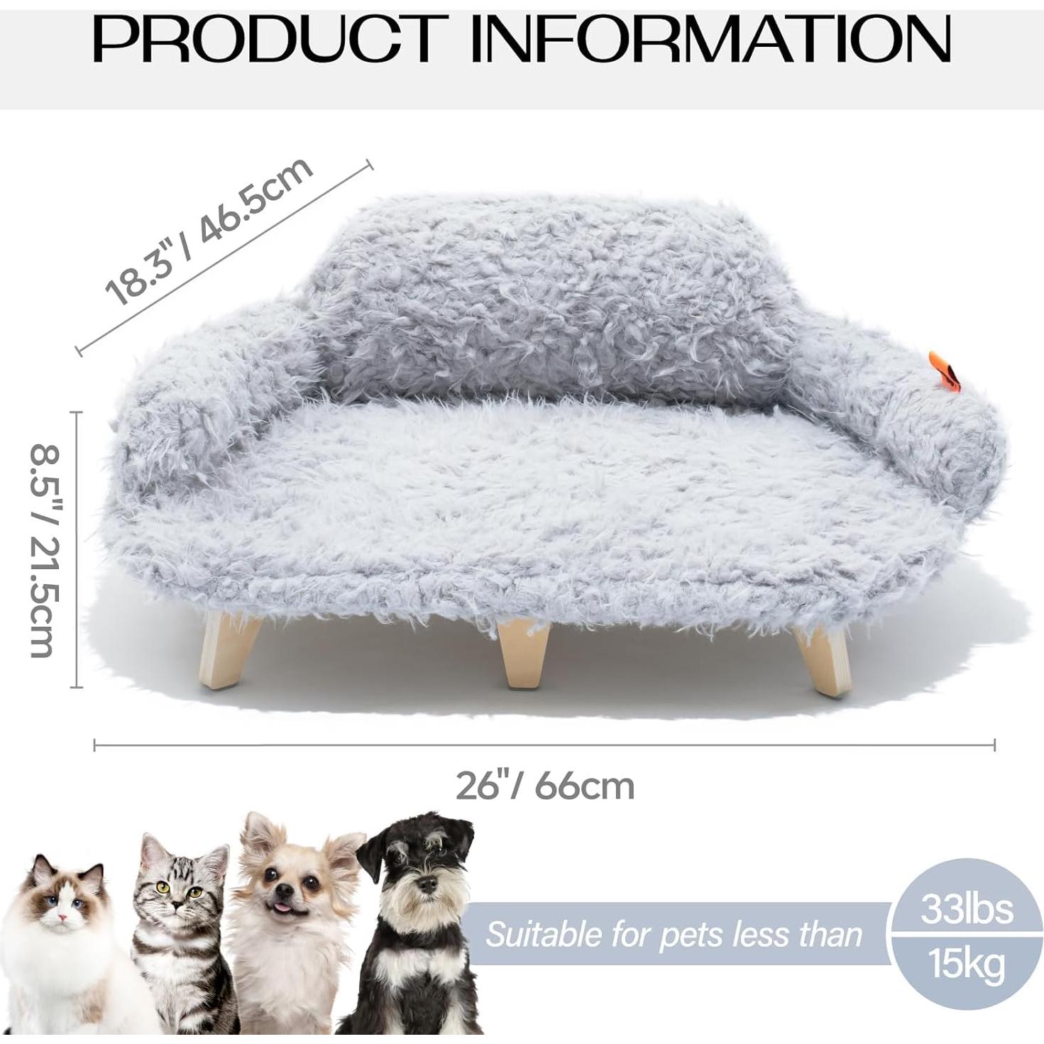 Cama para Gatos MEWOOFUN Elevada con Funda Lavable - Gris