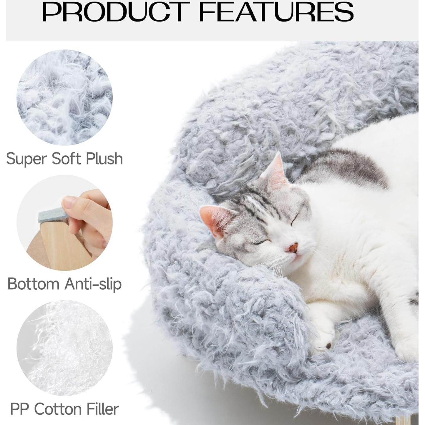 Cama para Gatos MEWOOFUN Elevada con Funda Lavable - Gris