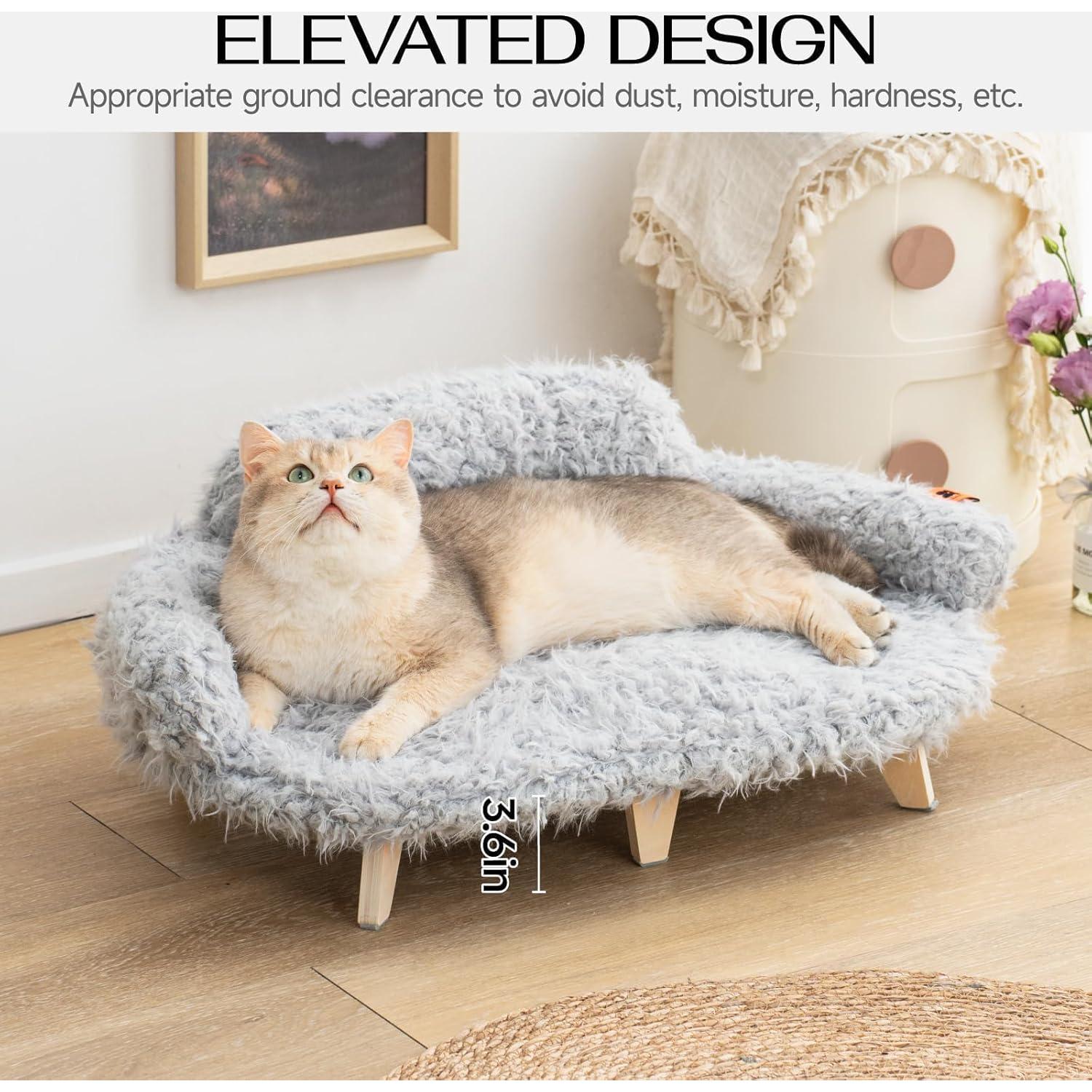 Cama para Gatos MEWOOFUN Elevada con Funda Lavable - Gris