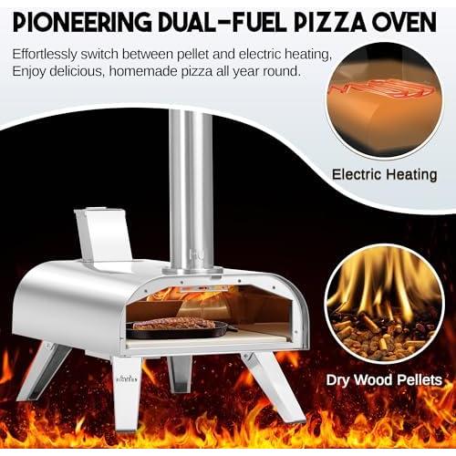 Horno de Pizza Big Horn 12" Doble Combustible Eléctrico y Pellet