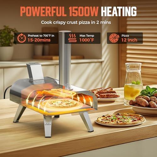 Horno de Pizza Big Horn 12" Doble Combustible Eléctrico y Pellet