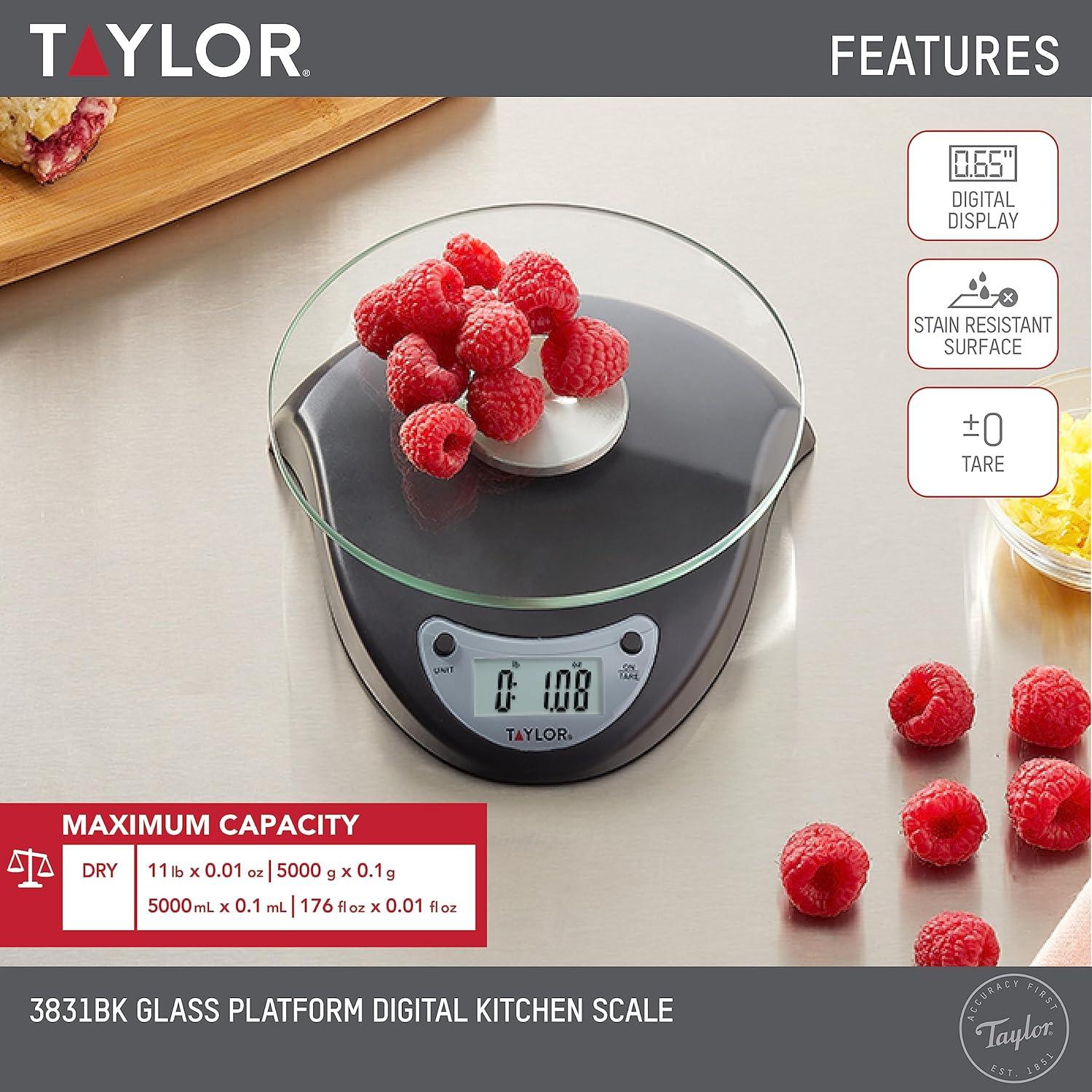 Báscula de Cocina Digital Taylor 3 kg con Plataforma de Vidrio