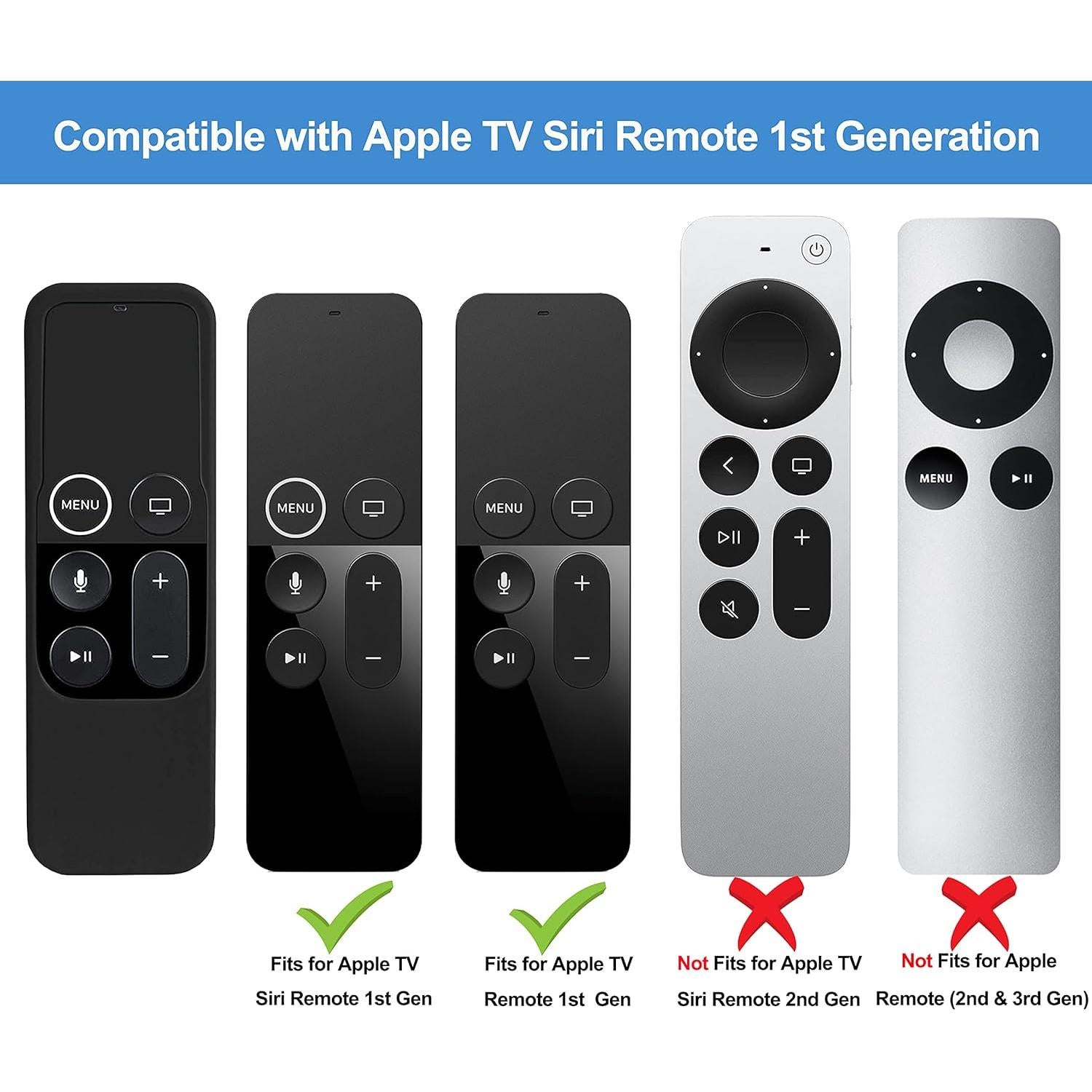 Funda de silicona TOKERSE para Siri Remote Apple TV 4K/HD - Negro