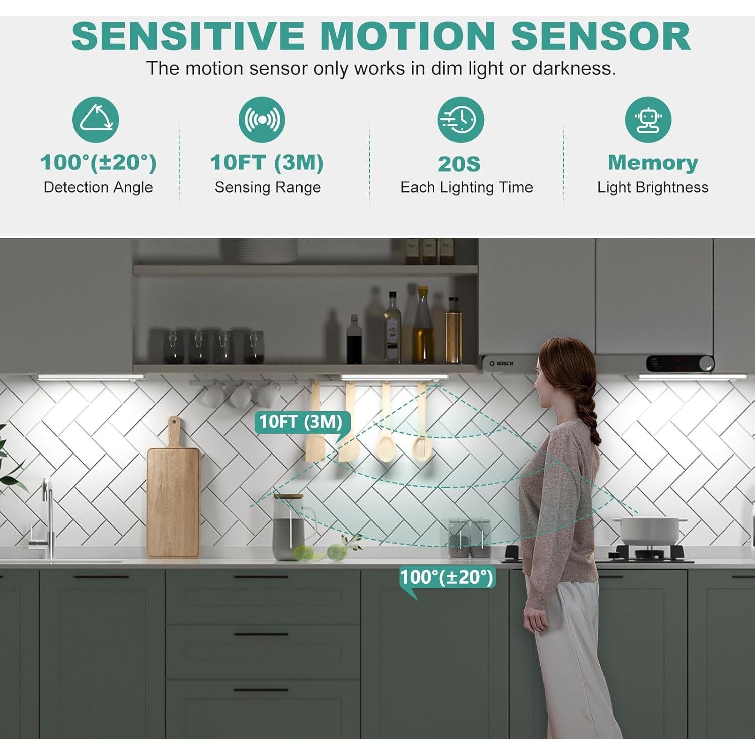 Luces Bajo Gabinete LED DEALGADGETS 20.5 cm Recargables USB-C