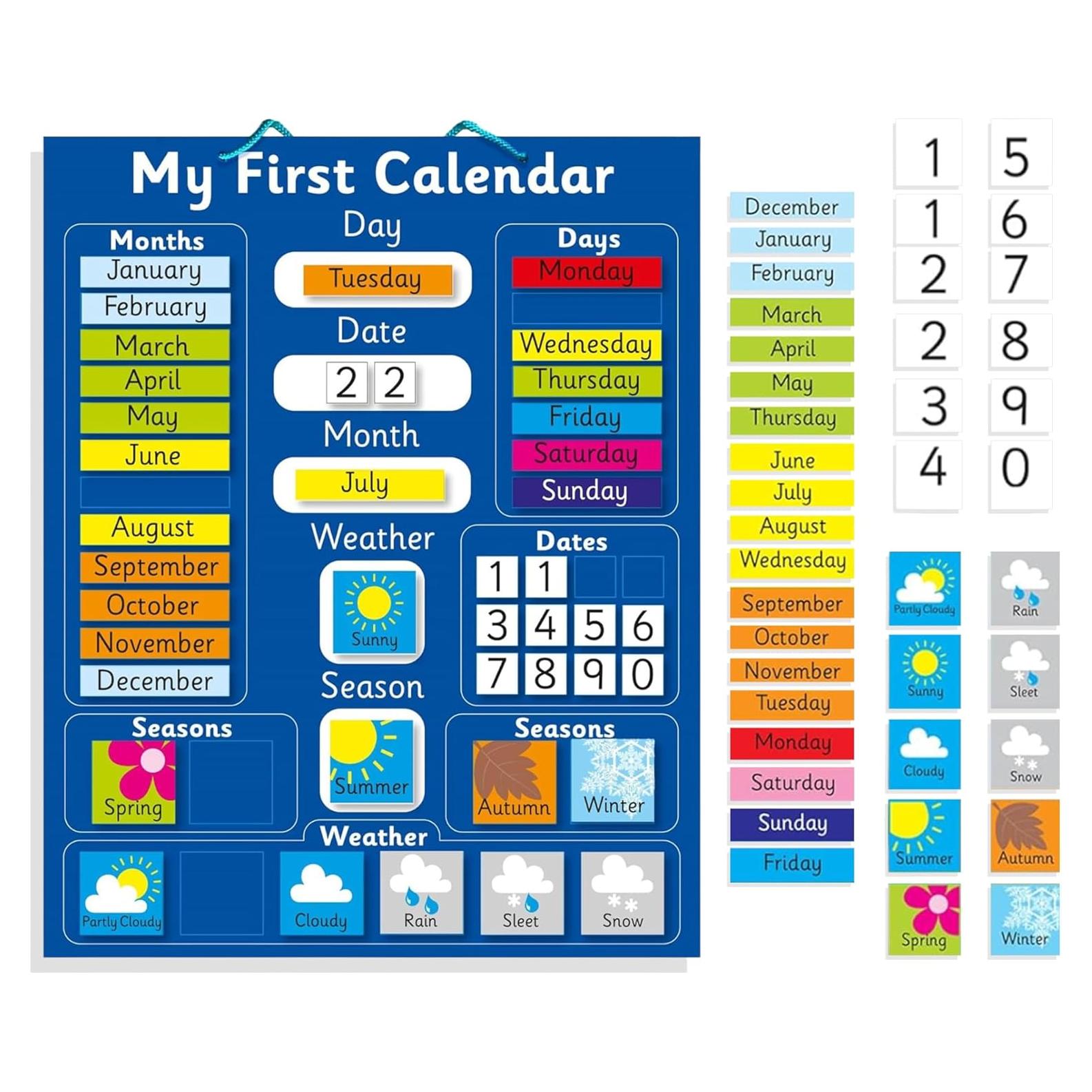 Calendario Magnético Interactivo Azul Indigo 40x32 cm