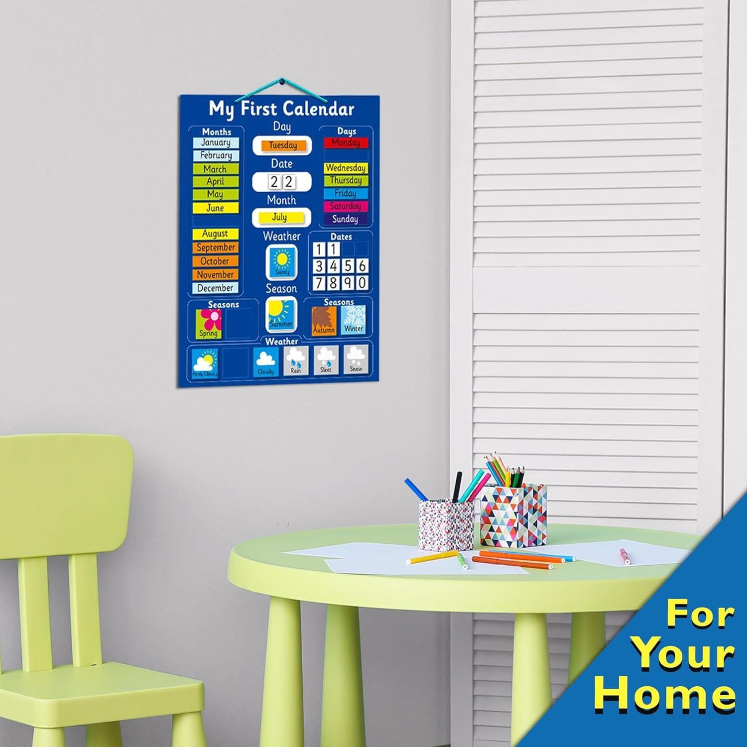 Calendario Magnético Interactivo Azul Indigo 40x32 cm