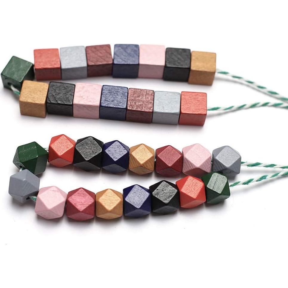 Bolas de Madera Geométricas Facetadas DAHI 12mm 120pcs