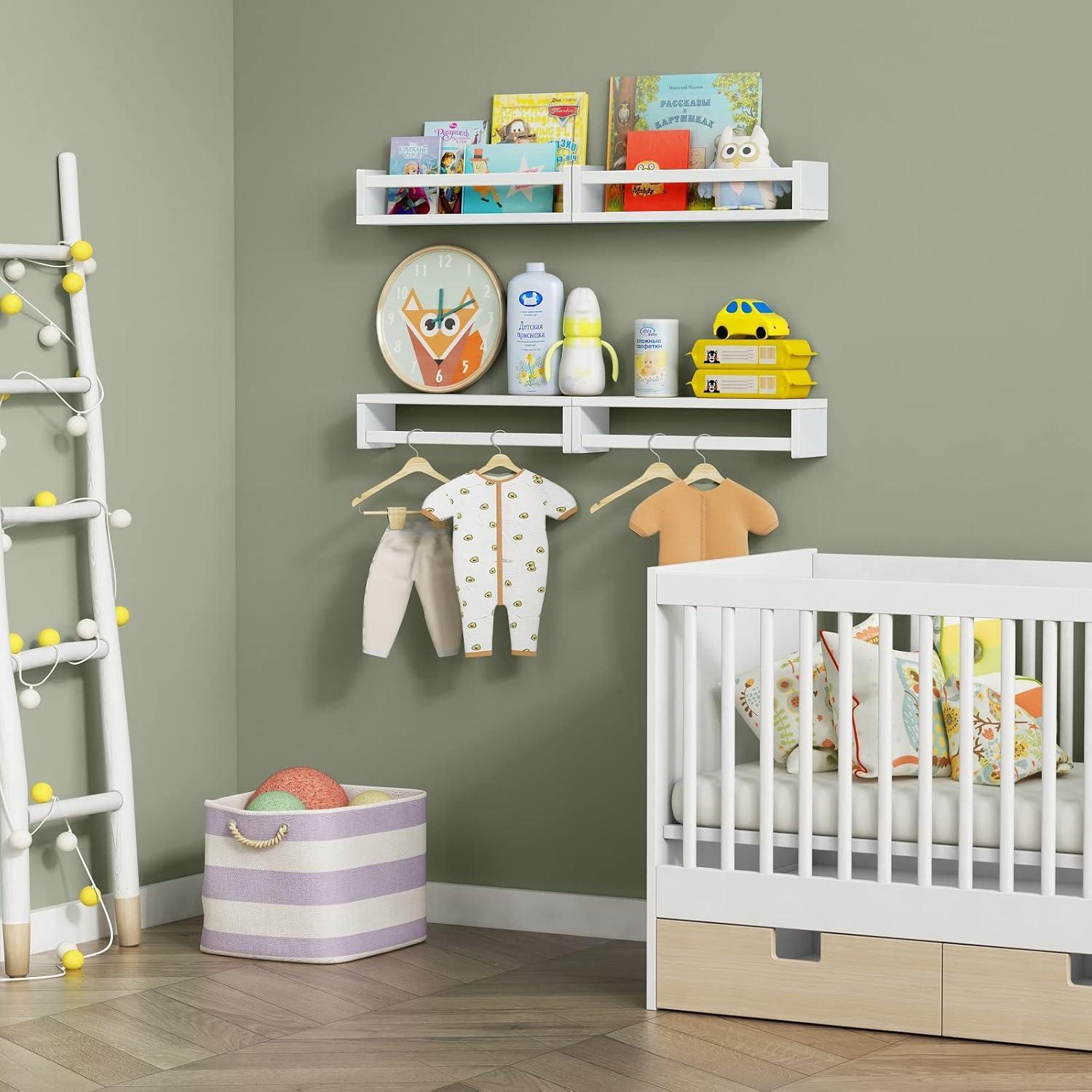 Estanterías Flotantes Forbena Set de 4 Blancas para Libros