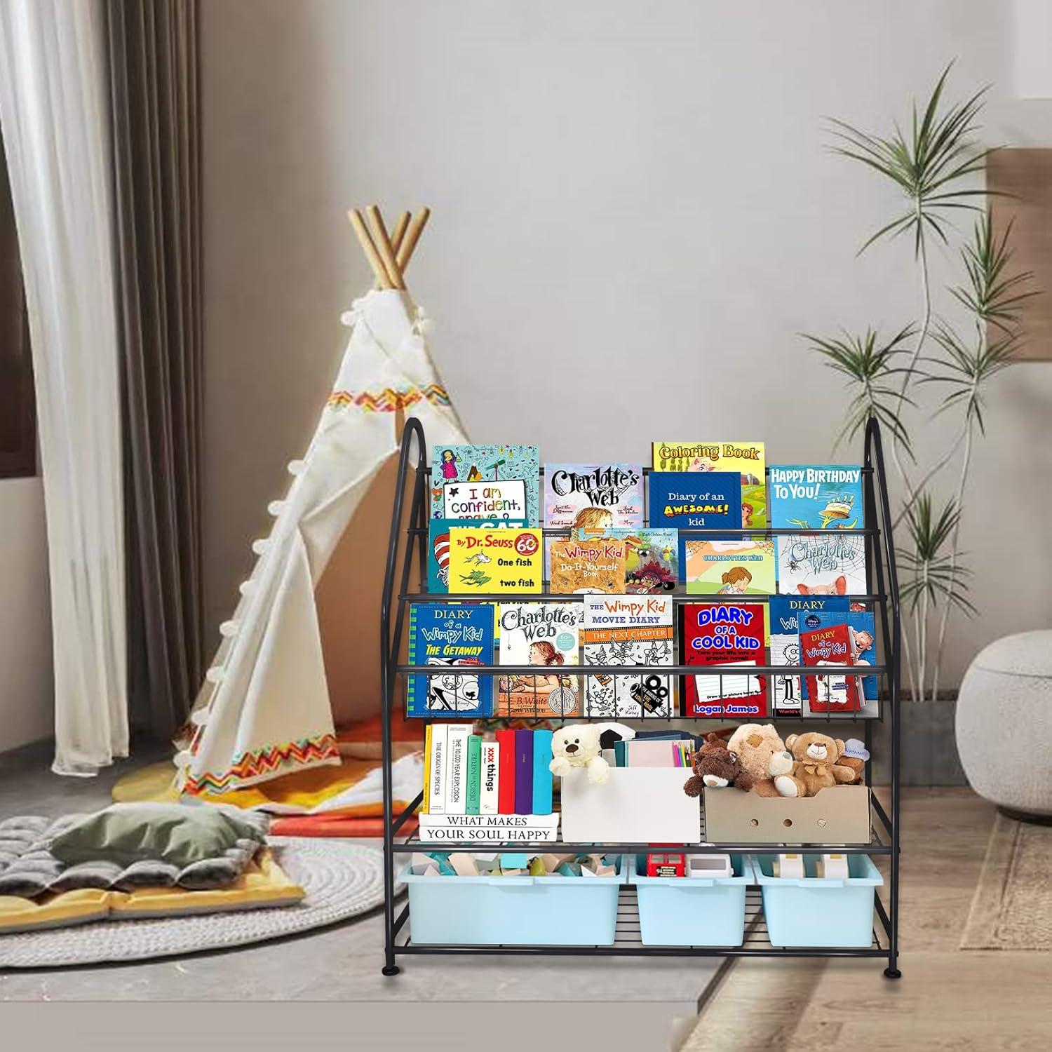 Estantería Infantil Aboxoo Negra Grande 81.8 cm Organizador