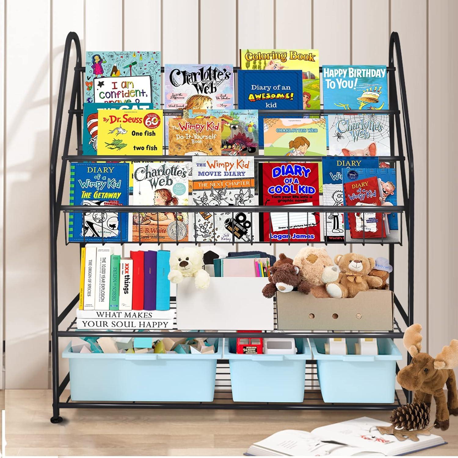 Estantería Infantil Aboxoo Negra Grande 81.8 cm Organizador