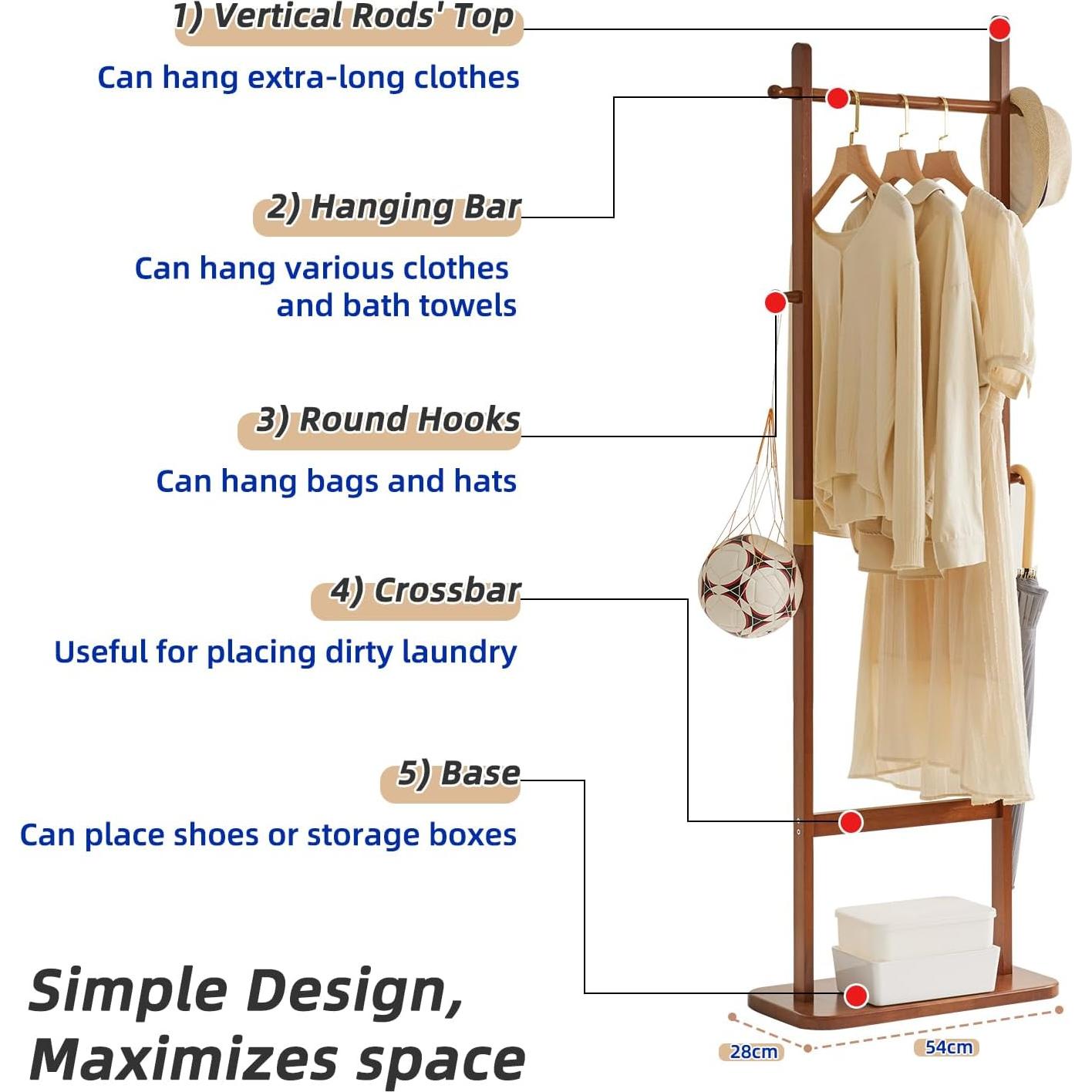 Perchero de Árbol Aibiju USYD-203 de Madera Marrón 180 cm