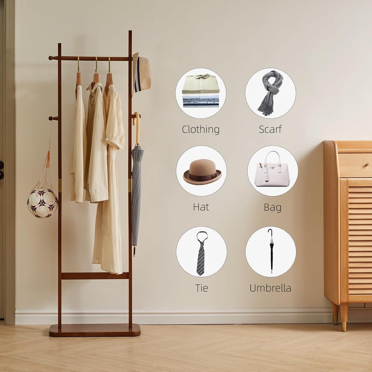 Perchero de Árbol Aibiju USYD-203 de Madera Marrón 180 cm