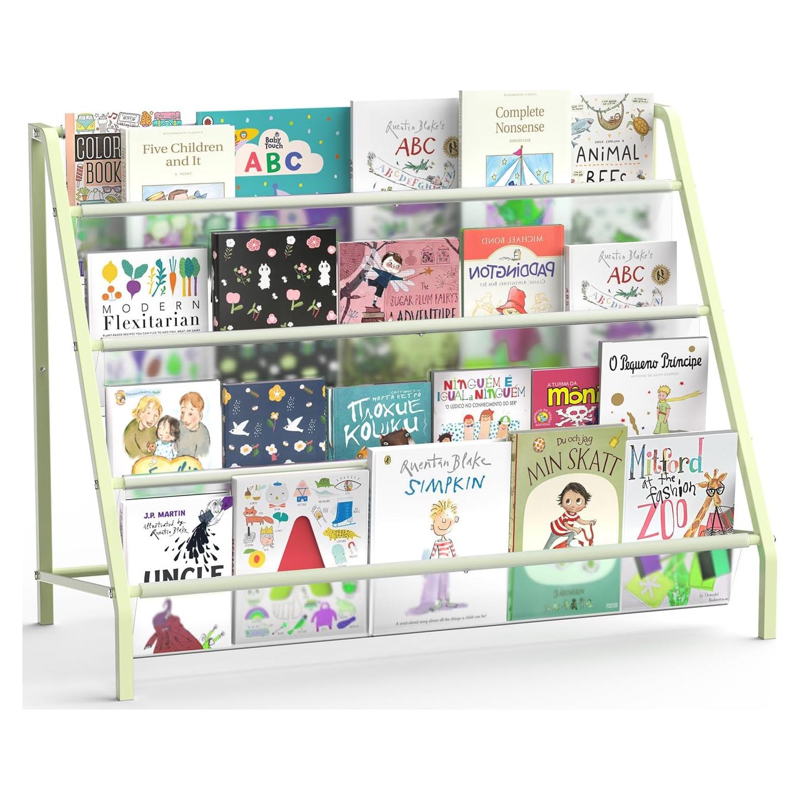 Estantería de Libros para Niños Verde Metal 4 Niveles 81 cm