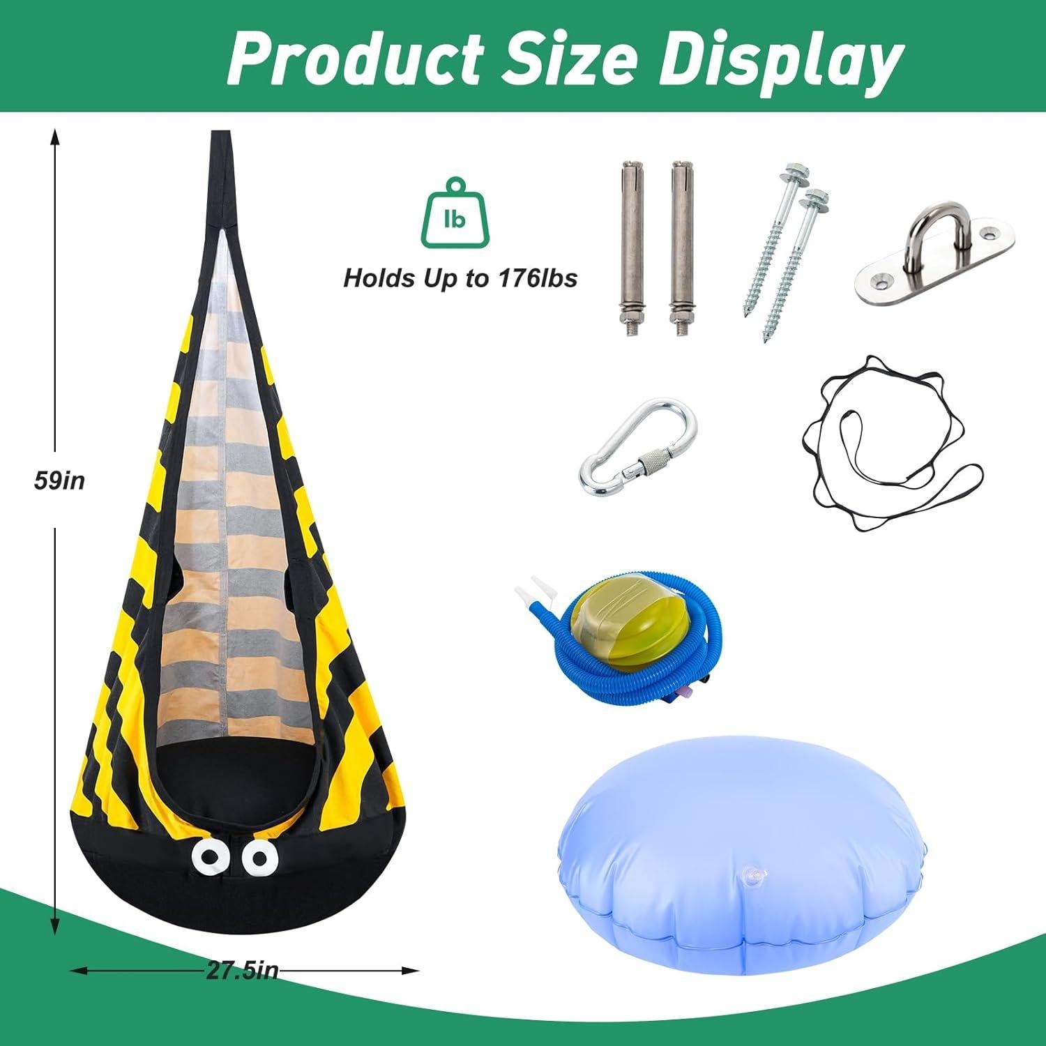 Silla Colgante para Niños YAERSI Abeja con Cojín Inflable
