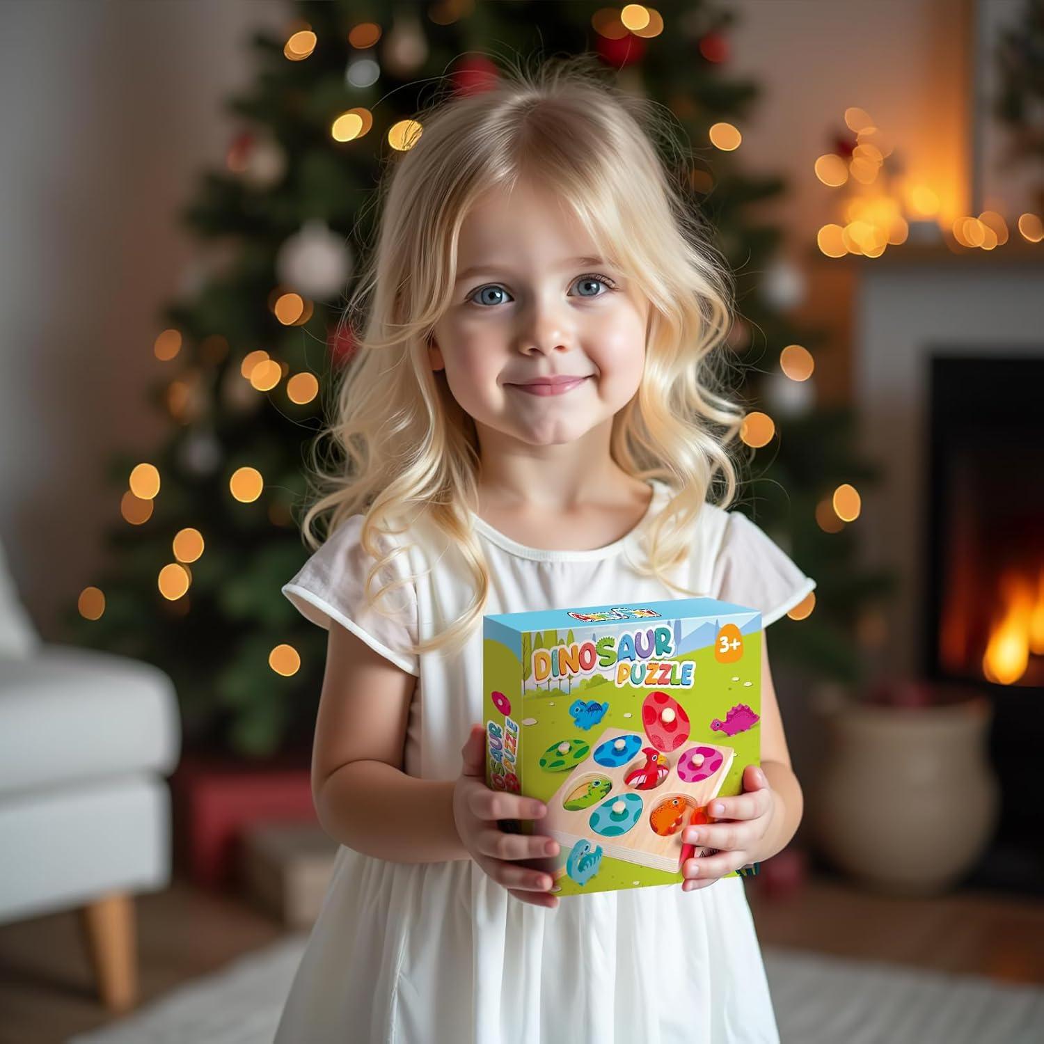 Rompecabezas de Madera Dinosaurio AuntyFey 18.2 cm para Niños