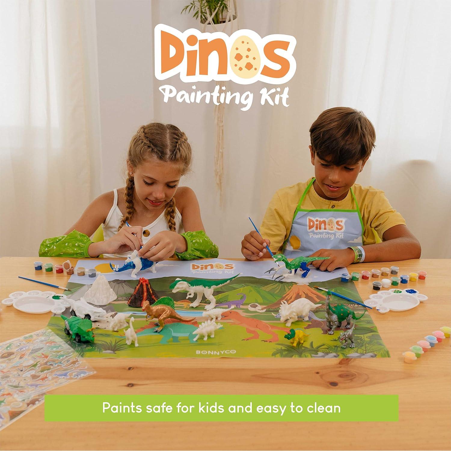 Kit de Pintura de Dinosaurios BONNYCO - 16 Figuras Brillantes