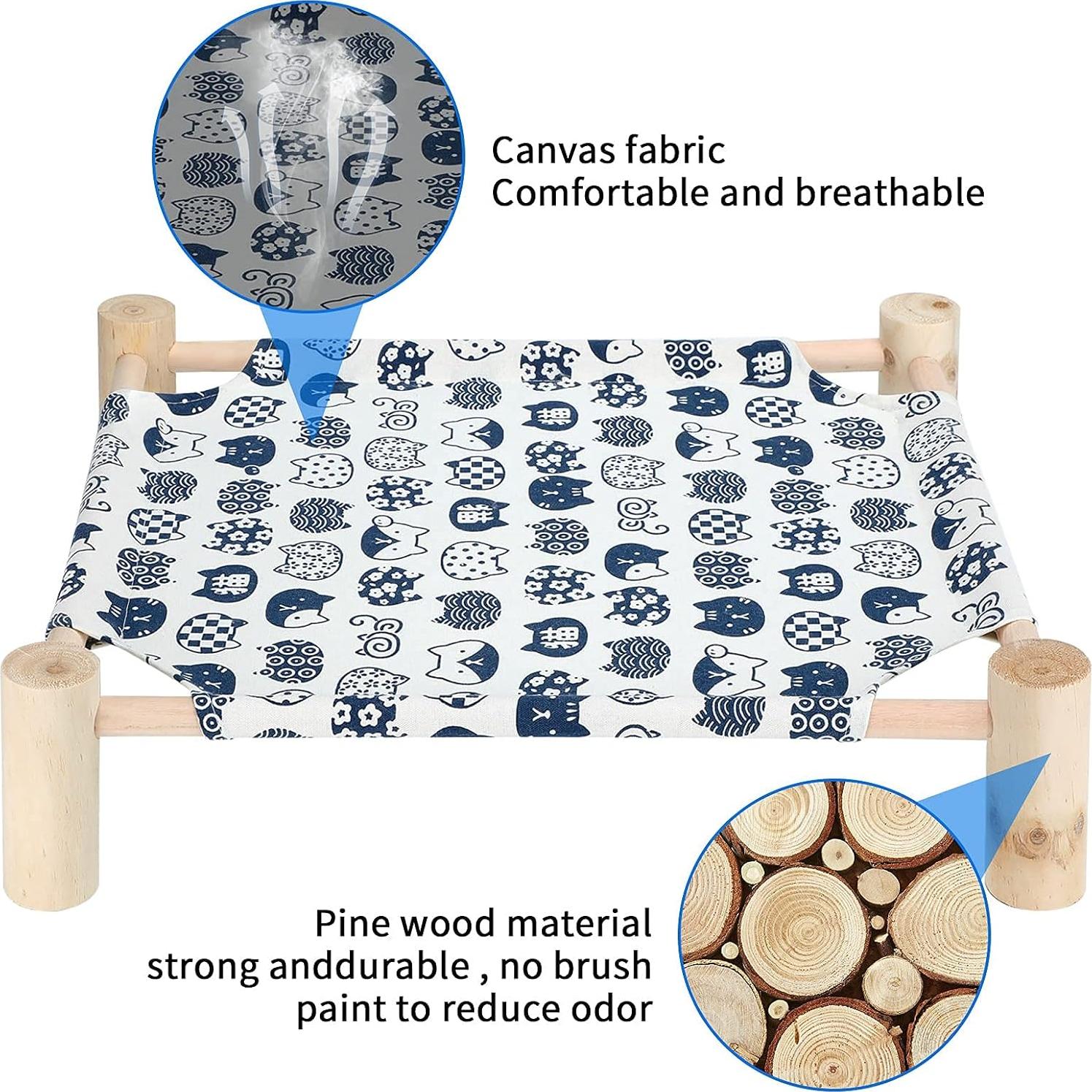 Cama Hamaca para Gatos TUSATIY, Madera de Pino, Elevada 40x40 cm