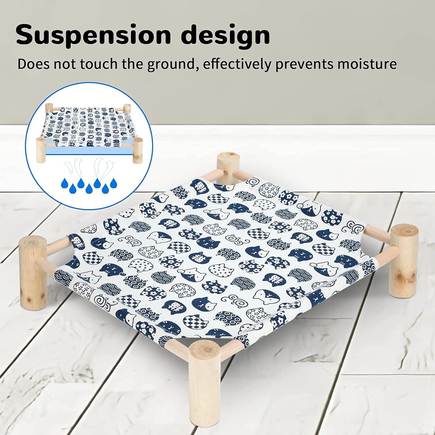 Cama Hamaca para Gatos TUSATIY, Madera de Pino, Elevada 40x40 cm