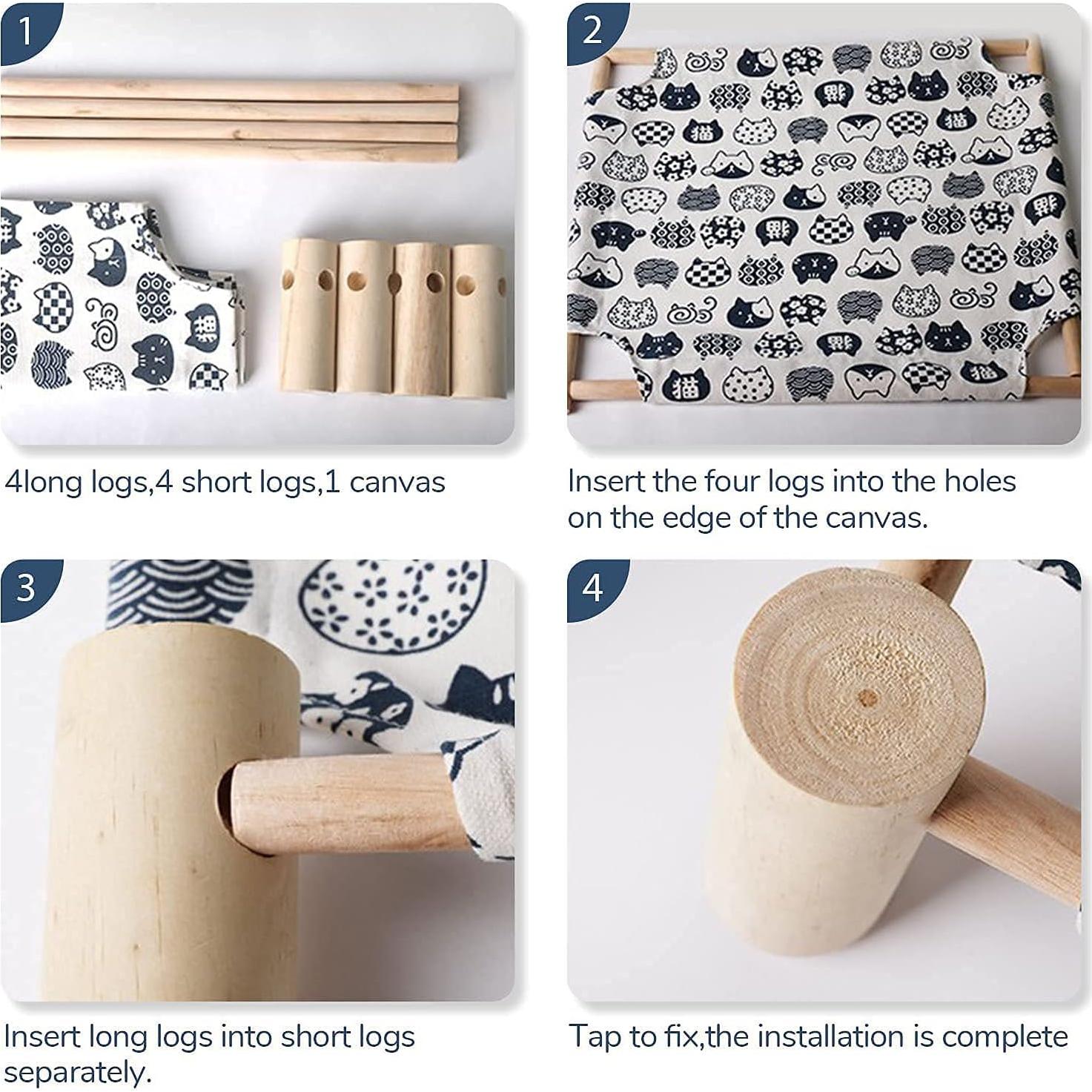 Cama Hamaca para Gatos TUSATIY, Madera de Pino, Elevada 40x40 cm