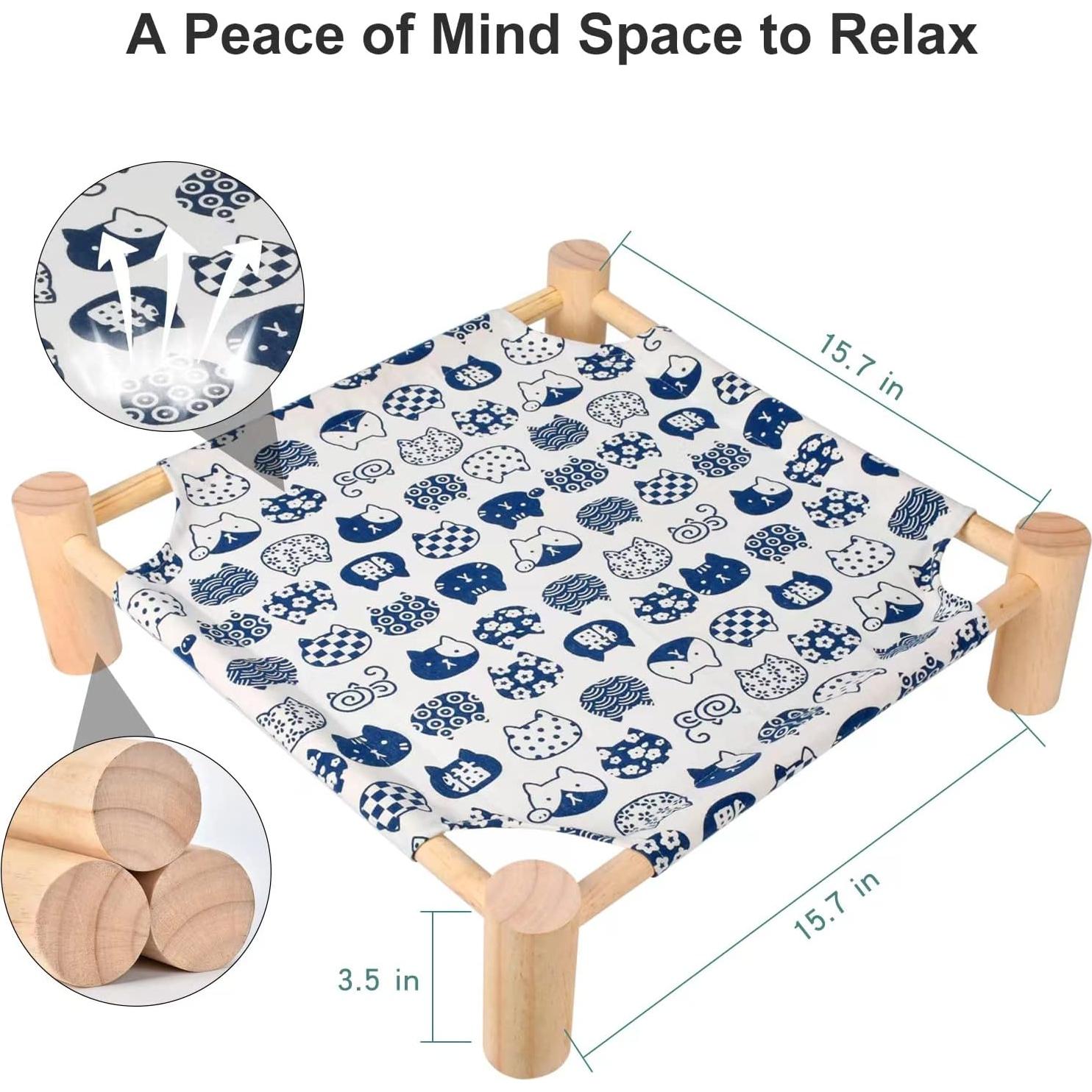 Cama Hamaca para Gatos TUSATIY, Madera de Pino, Elevada 40x40 cm