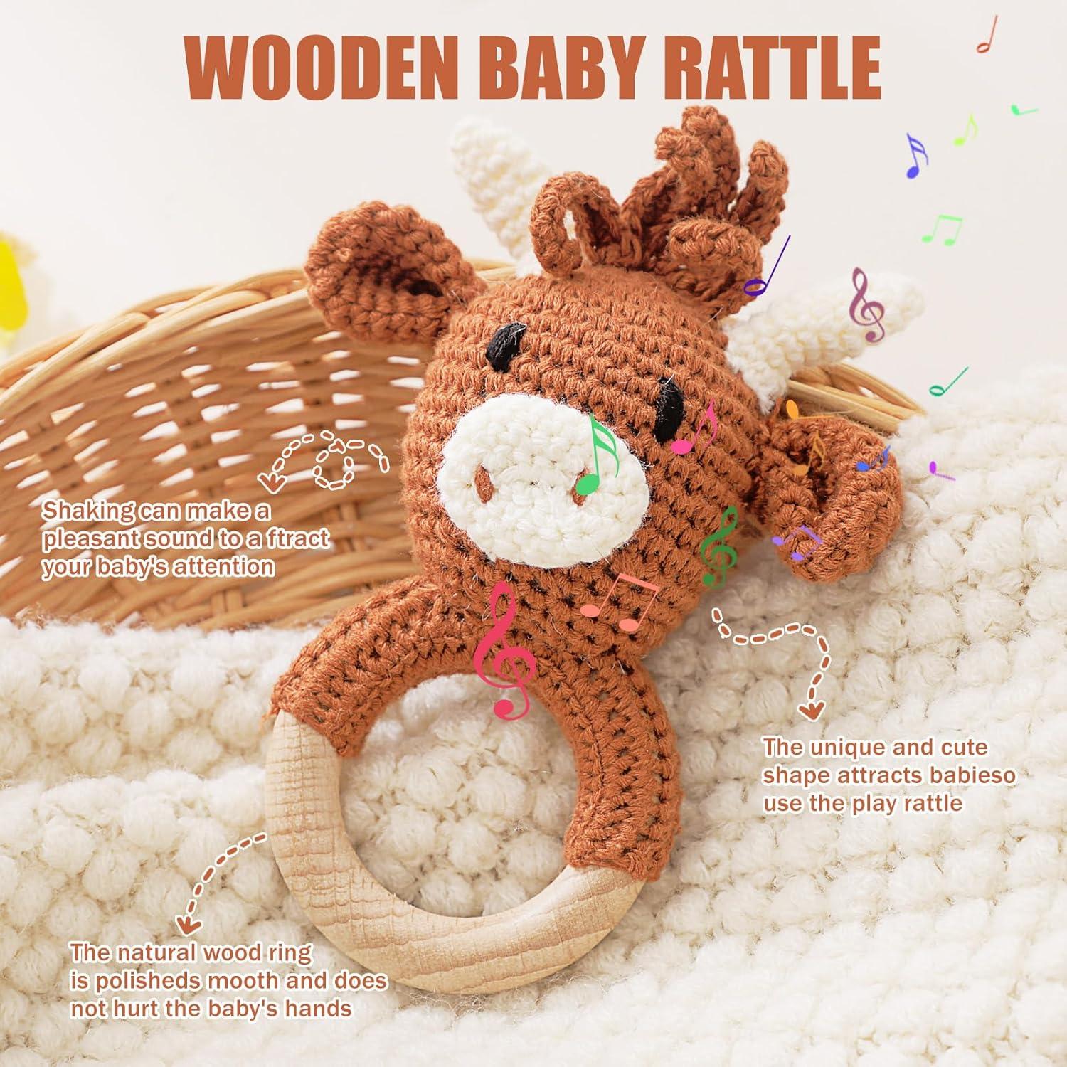 Sonajero de Madera Chriswell para Bebés Vaca 45g