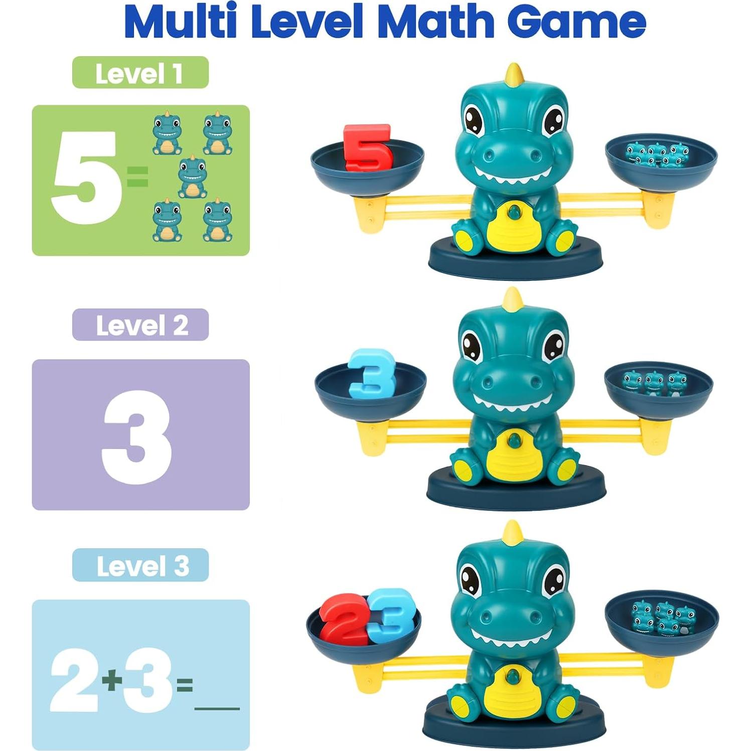 Juguete Educativo de Equilibrio Matemático Dinosaurios - 30 Tarjetas